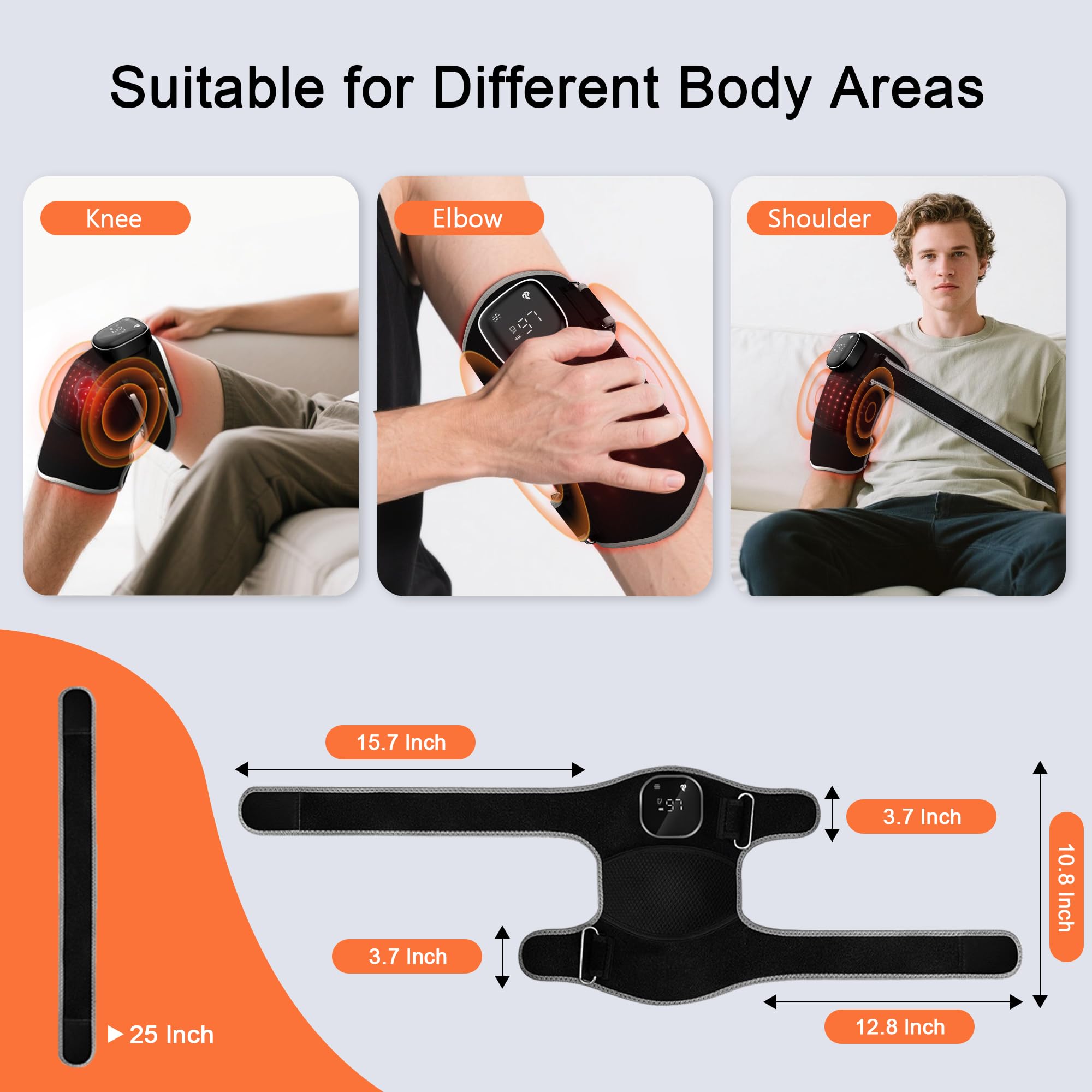 RAYOCON Red Light Therapy for Knee:Knee Massager with 6 Heat and 5 Vibration Infrared Red Light Therapy for Body Pain Relief Cordless Rechargeable Infrared Light Therapy Heated Knee Brace