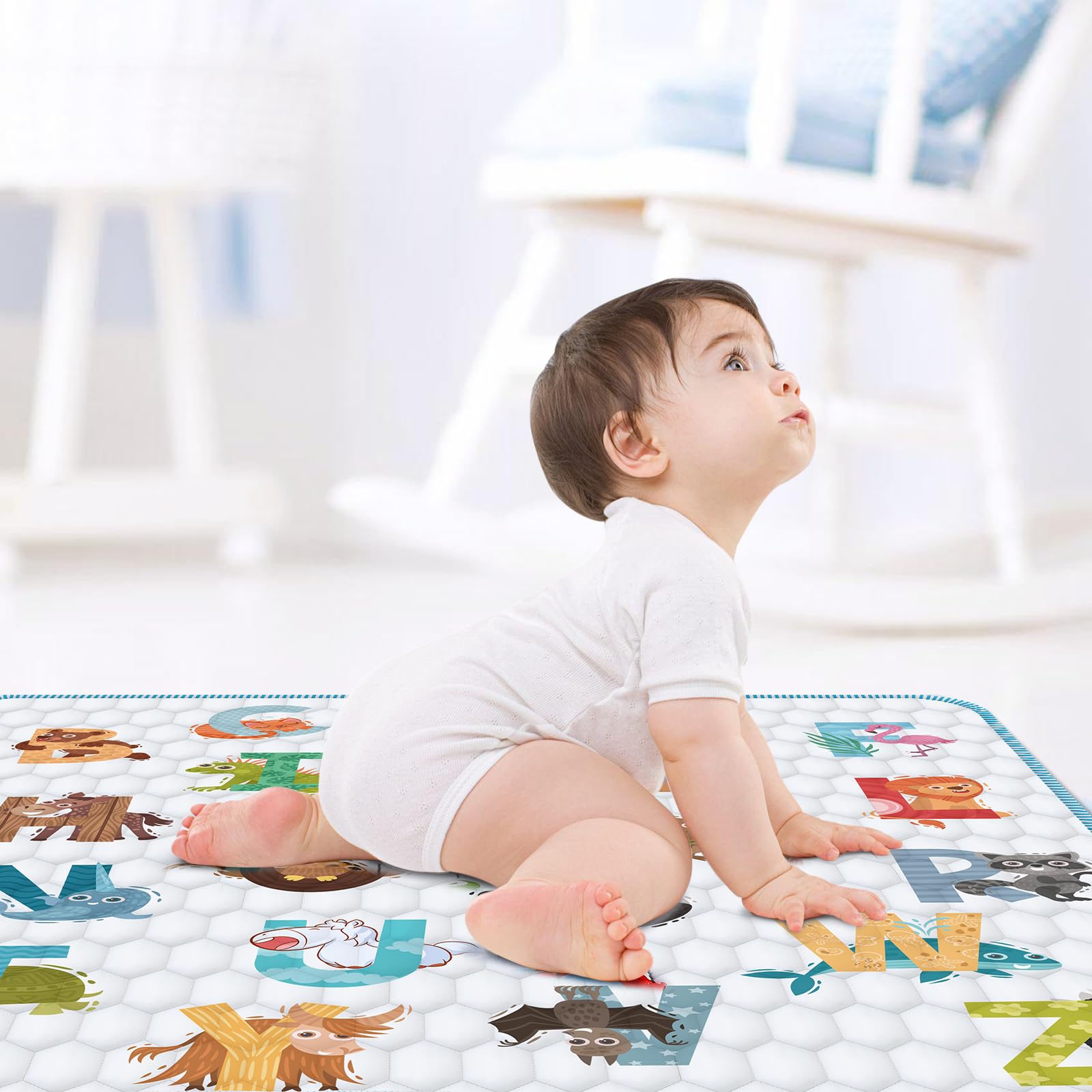 Baby Play Mat for Floor,Premium Baby Play Mat 50" X 50",Thick One-Piece Crawling, Odorless Floor Mat,Non-Slip Cushioned Baby Playmat for Infants,Babies,Toddlers.Foldable and Washable Baby Plaype