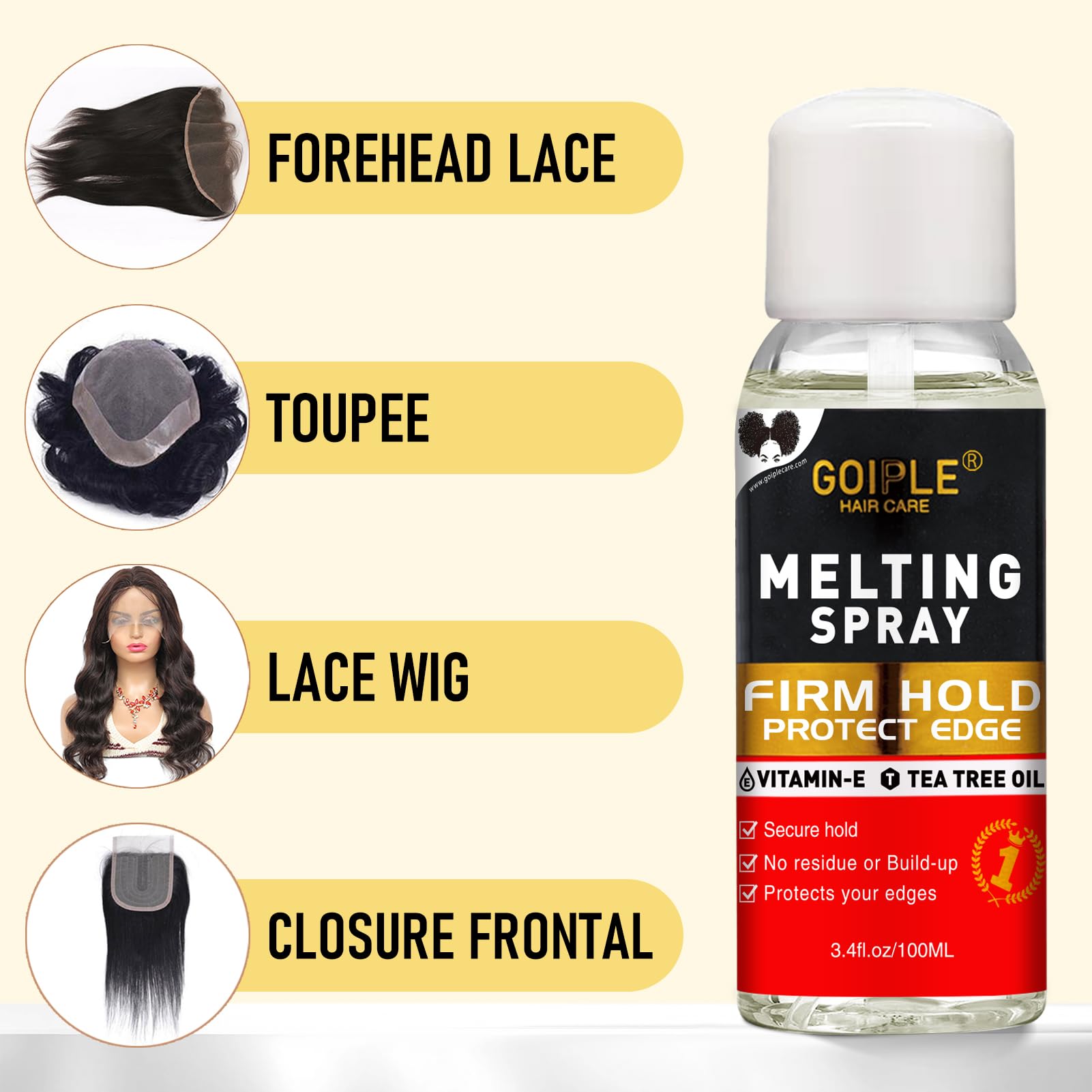Lace Tint Lace Melting Hair Mousse for Women's Wigs and Hairpieces - Natural Finishing Tint Spray Tool Set (Medium Brown)