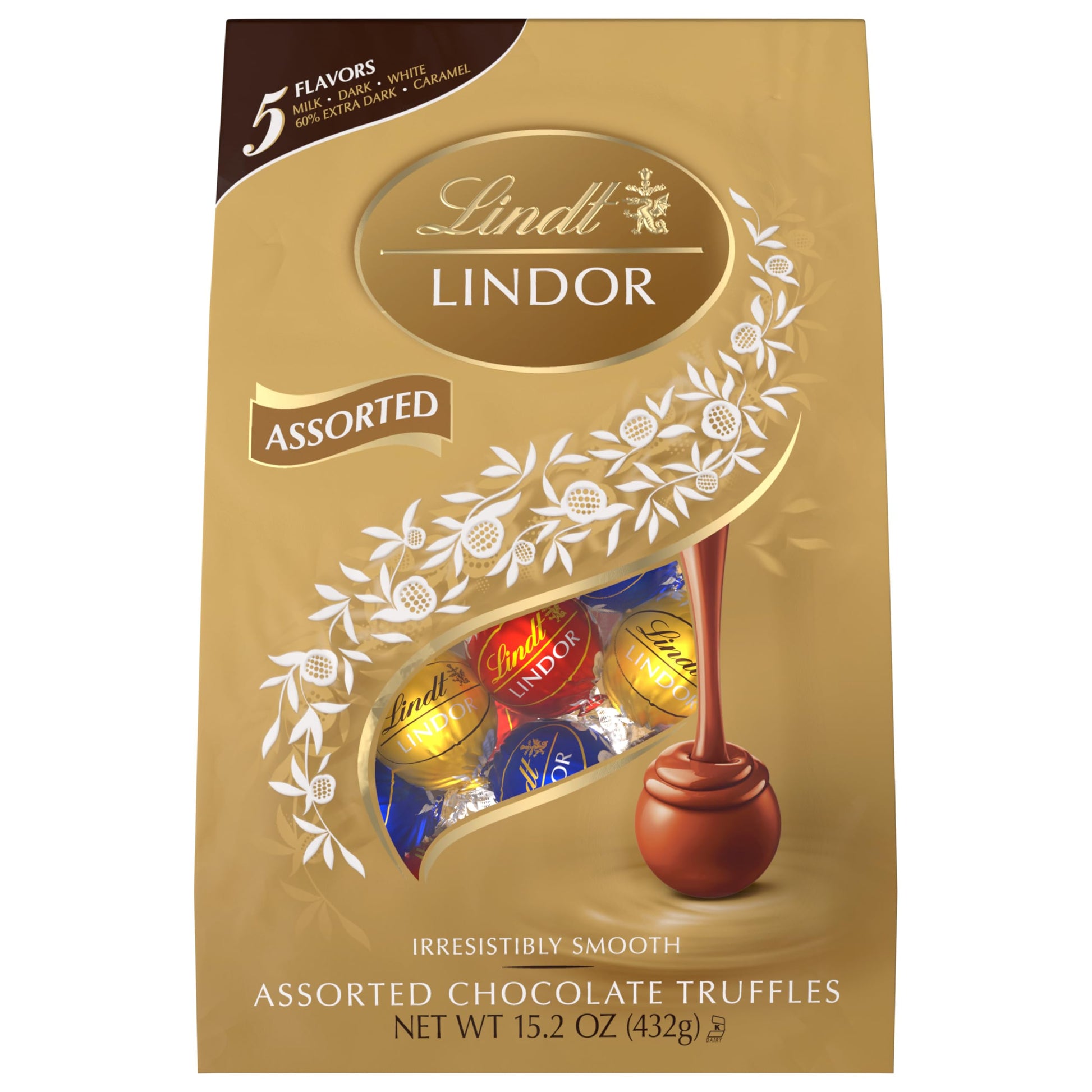 Lindt LINDOR Assorted Chocolate Candy Truffles, Halloween Candy Variety Pack, 15.2 oz. Bag