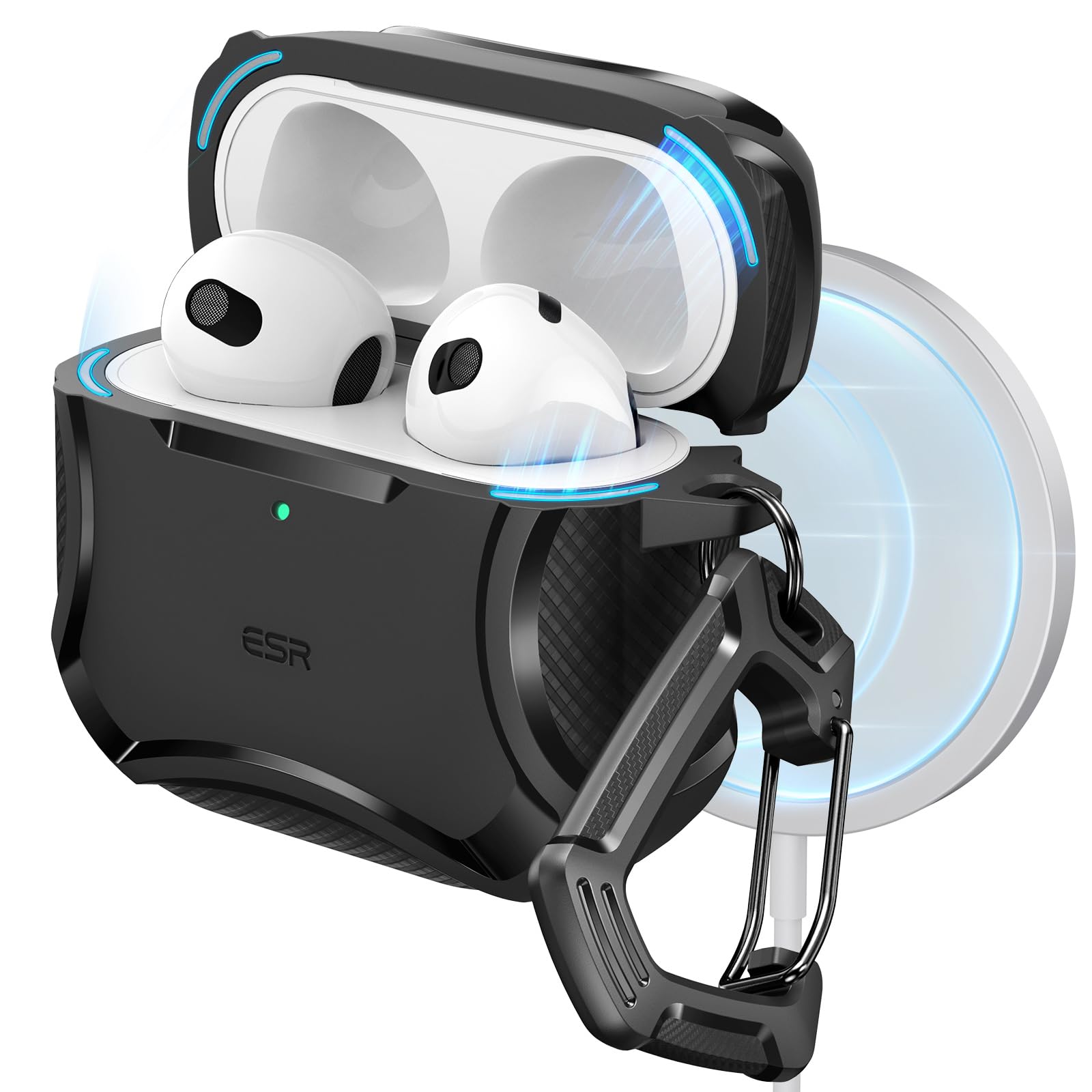 ESR for AirPods Pro 2nd Generation Case (HaloLock), Compatible with Airpods Pro Case 2nd/1st Gen (2023/2022/2019), Compatible with MagSafe, Powerful Drop Protection, Magnetic Lid, Black