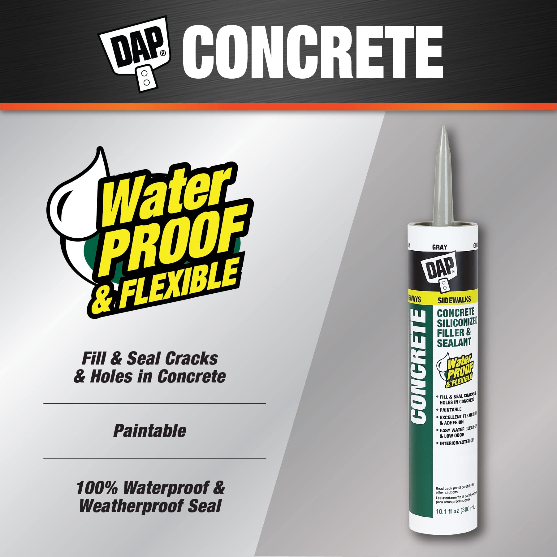 DAP Concrete and Mortar Filler and Sealant, Gray, 10.1 Oz (7079818096)