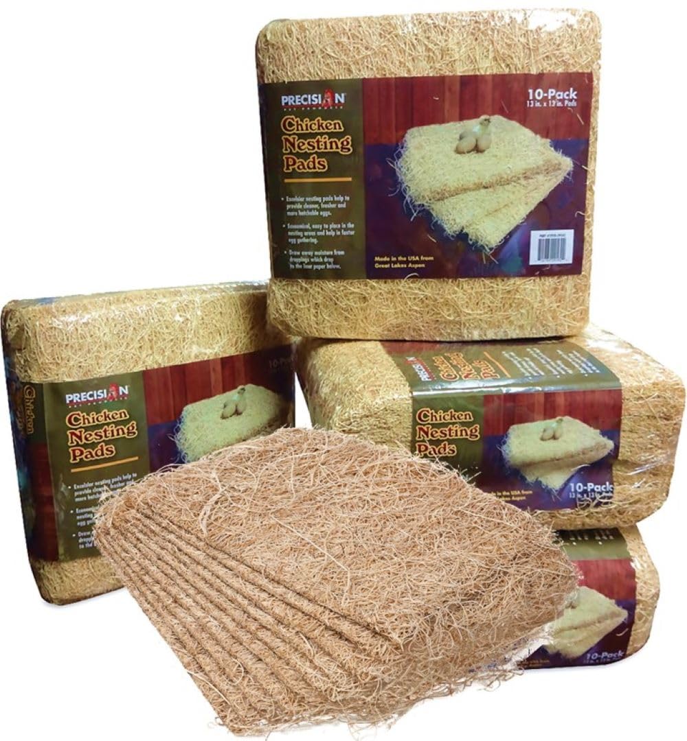 PRECISION PET Hühnernester-Pads von Petmate – 33 x 33 cm Premium-Hühnerstreu, passend für die meisten Nistkästen – 10er-Pack, Beige, Hergestellt in den USA