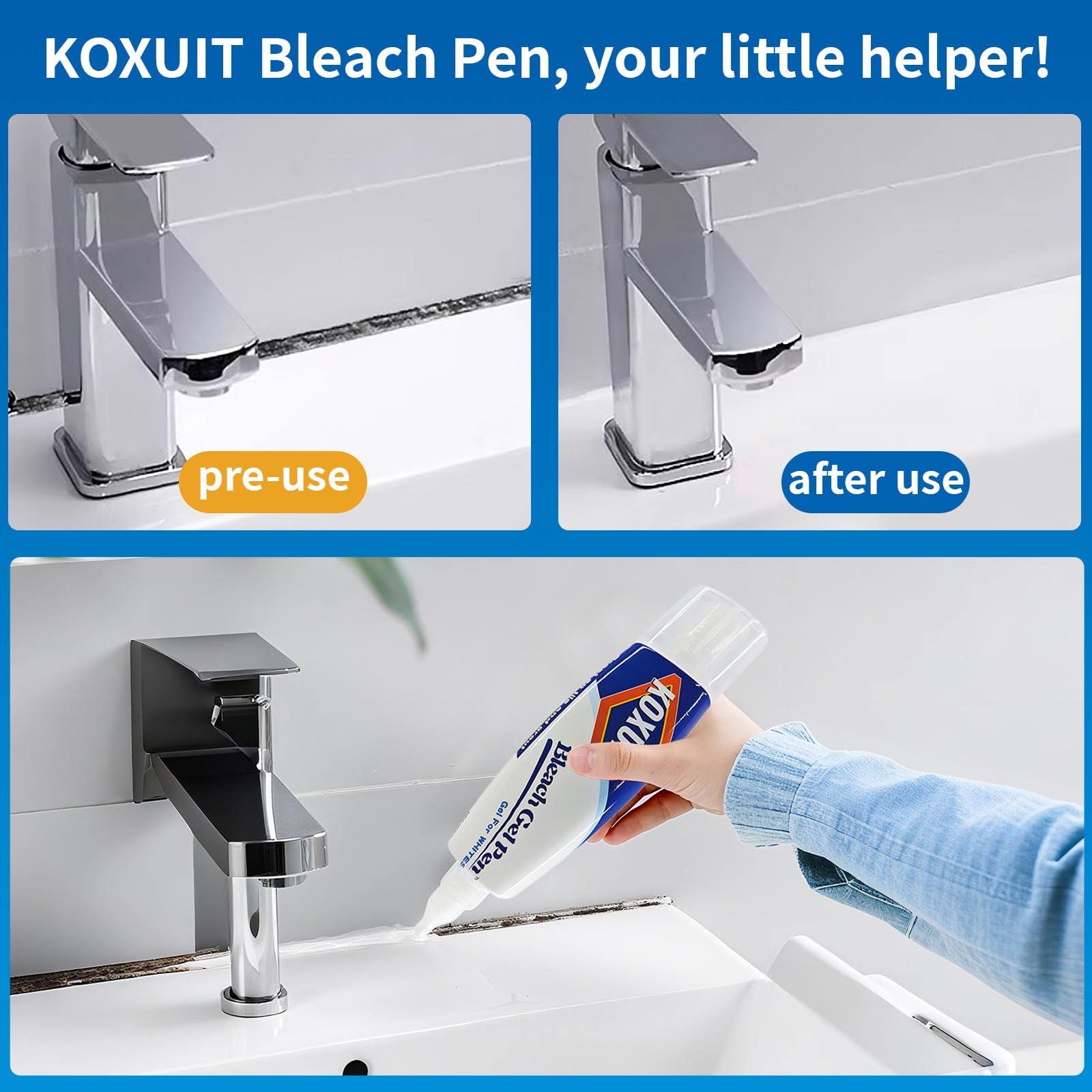 Bleach Pen,Bleach Pen for Clothing,bleach gel Pen,Stain Remover Pen, Mold Stain Remover Gel Cleaner, Clothing bleached DIY design, Travel Accessories, Lnstantly Remove Stains(Milky white) 1PCS.