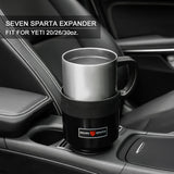 Seven Sparta Car Cup Holder Expander with Adjustable Base, Compatible with Hydro Flasks 32/40 Ounce, Compatible with Yeti Ramblers 20/26/30 Ounce, Other Bottles in 3.4"-3.8" (Black)