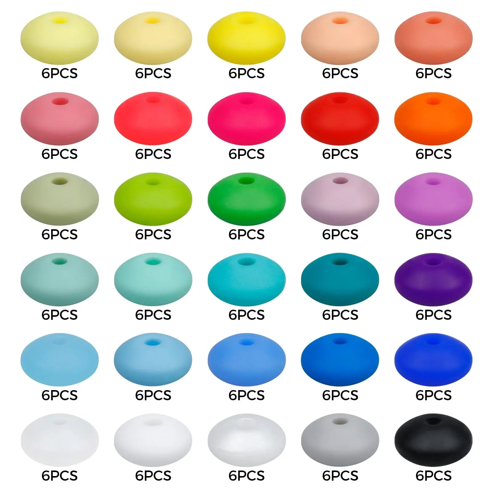 180PCS FIVEIZERO Silicone Lentil Beads,12mm 30 Colors Silicone Abacus Beads Bulk Loose Spacer Jewelry Beads Colorful DIY Lanyard Beads for Making Necklace Keychain Accessories