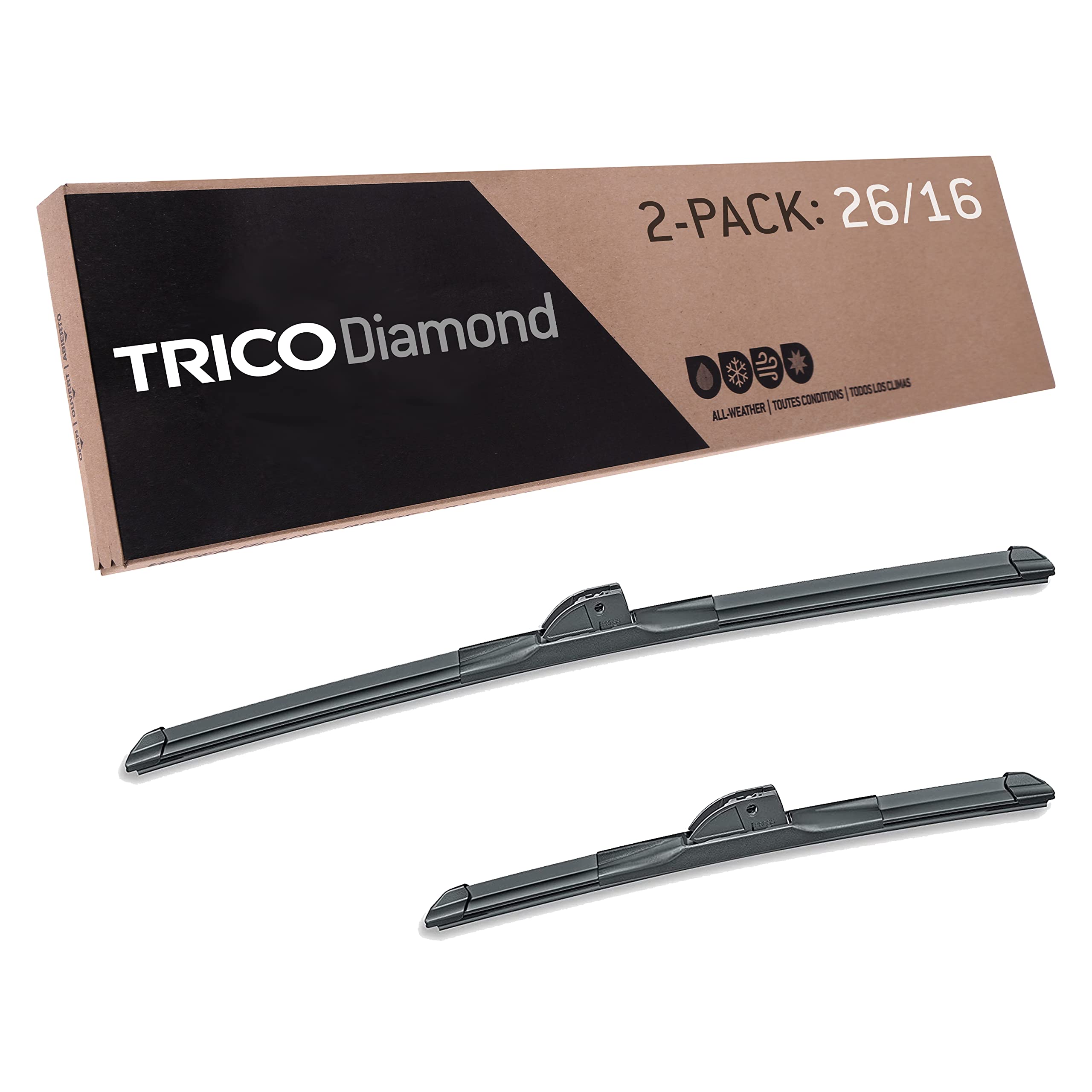 TRICO Diamond™ (25-2618) 26 Inch & 18 inch pack of 2 High Performance Automotive Replacement Windshield Wiper Blades For My Car Super Premium All Weather Beam Blade for Select Vehicle Models