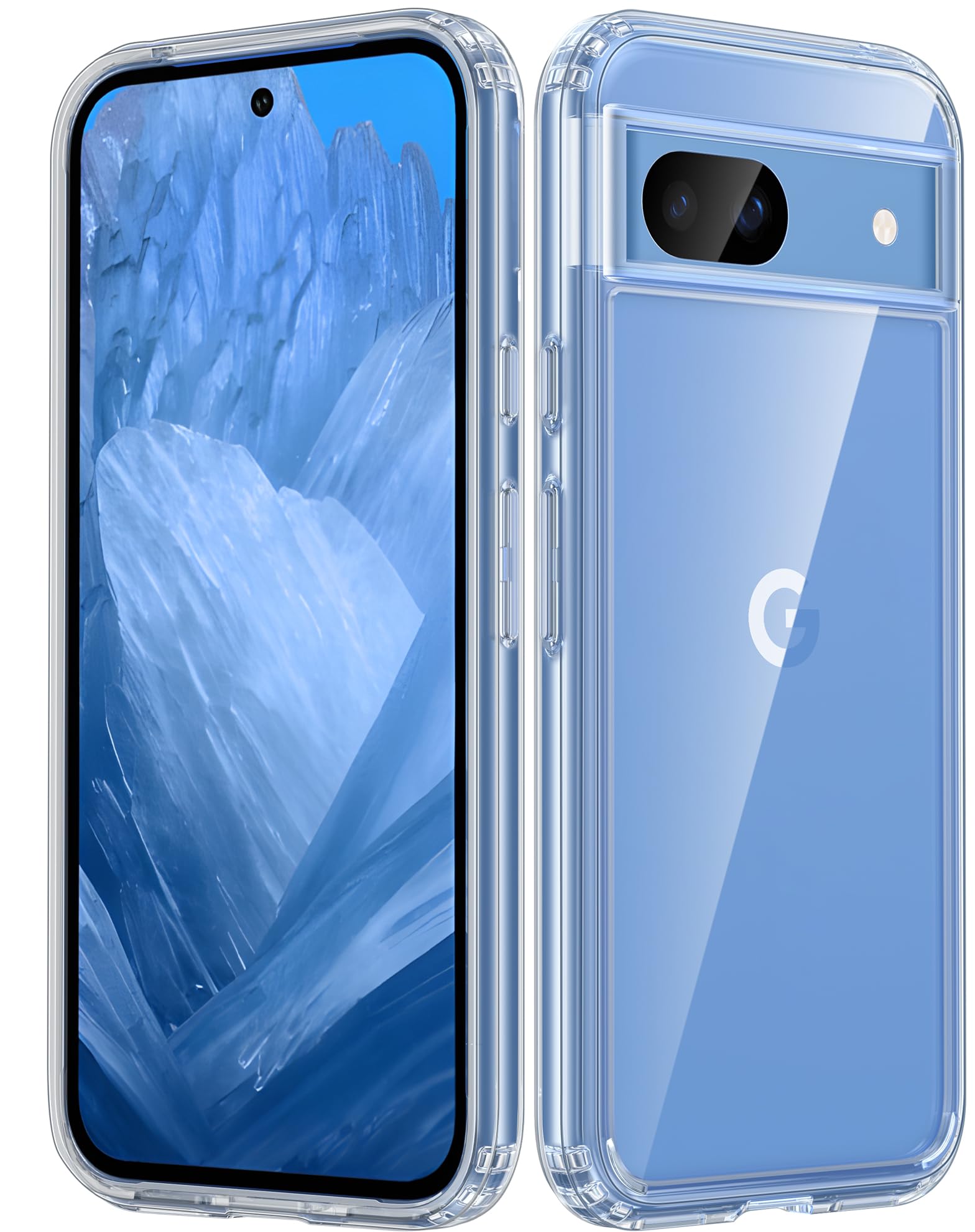 FNTCASE for Google-Pixel 8a Case Clear: Support Wireless Charging Military Grade Drop Protection Anti Yellowing Cell Phone Cover - Rugged Durable Shockproof Protective Bumper(Clear)