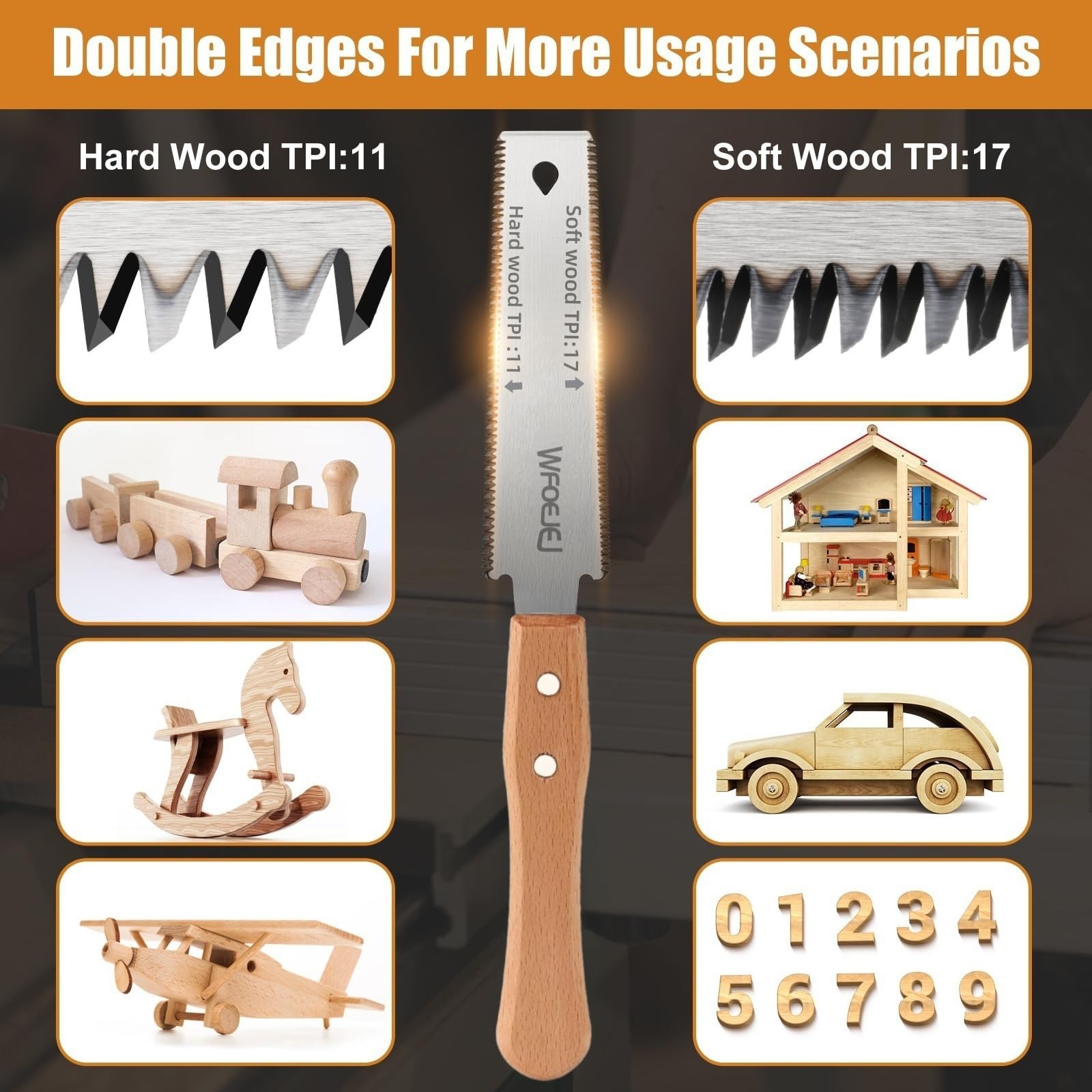 6 Inch Japanese Pull Saw，Hand Saw Woodworking Tools，Wood Handle, Sharp & Lightweight for Woodworking