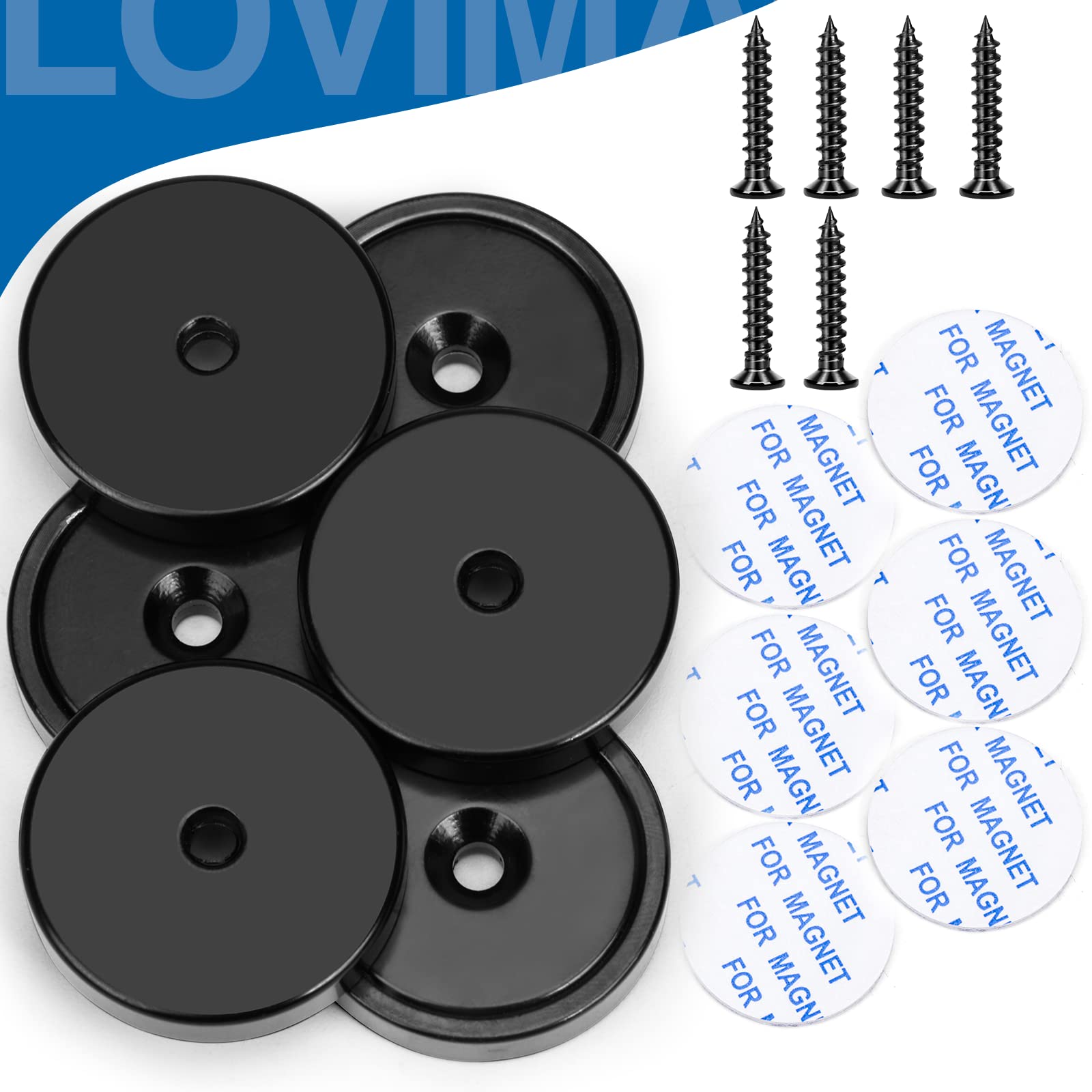 LOVIMAG Magnets with Holes, 110 lb+ Waterproof Strong Neodymium Cup Disc Magnets with Screws for Wall Mounting, Lifting Tools - Pack of 6