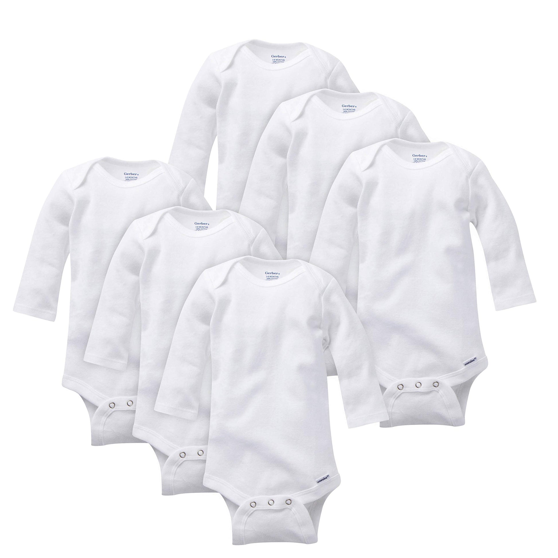 Gerber Unisex Baby Multi-Pack Long-Sleeve Onesies Bodysuit Mitten Cuff Sizes 6-Pack Mitten Cuff Preemie