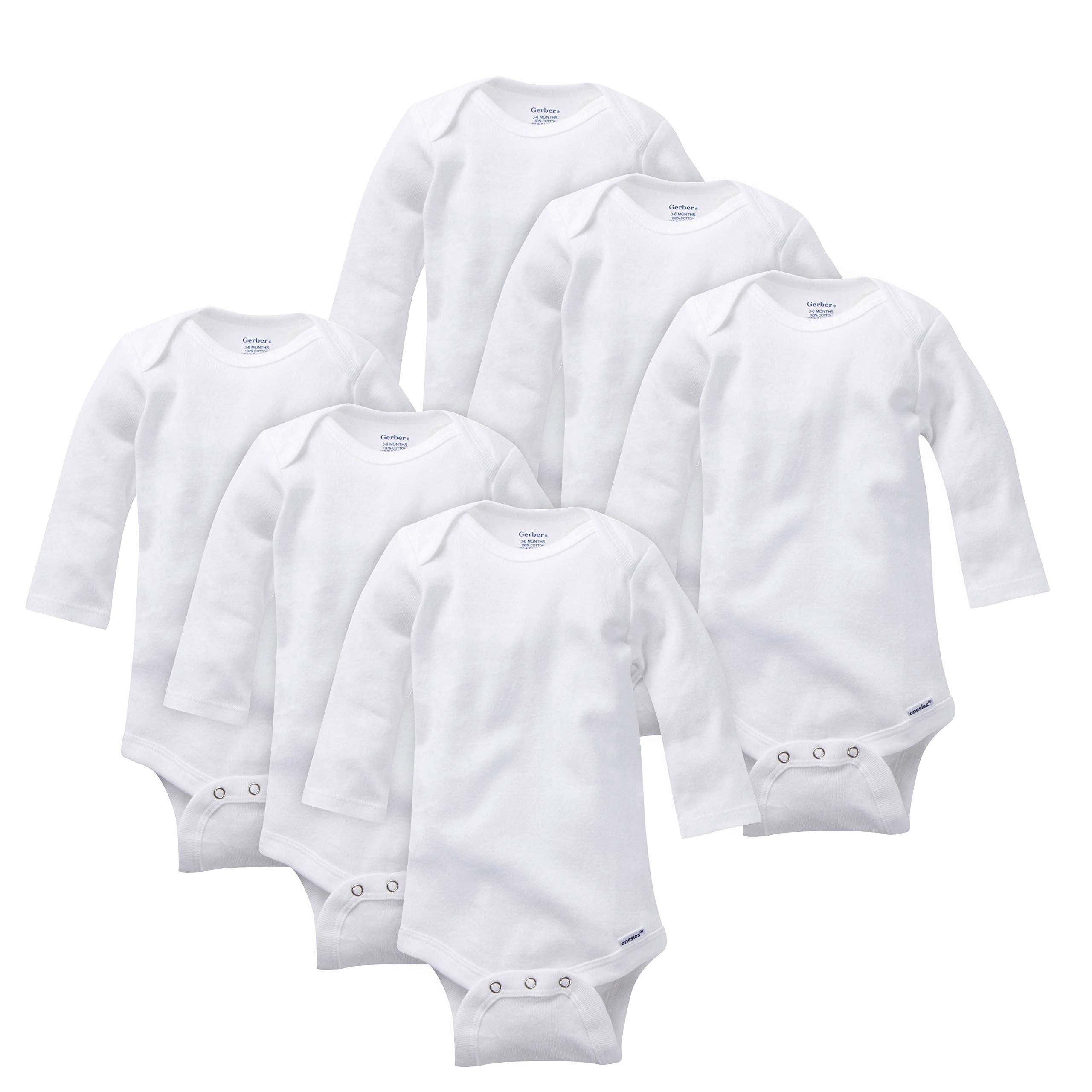 Gerber Unisex Baby Multi-Pack Long-Sleeve Onesies Bodysuit Mitten Cuff Sizes 6-Pack Mitten Cuff Preemie