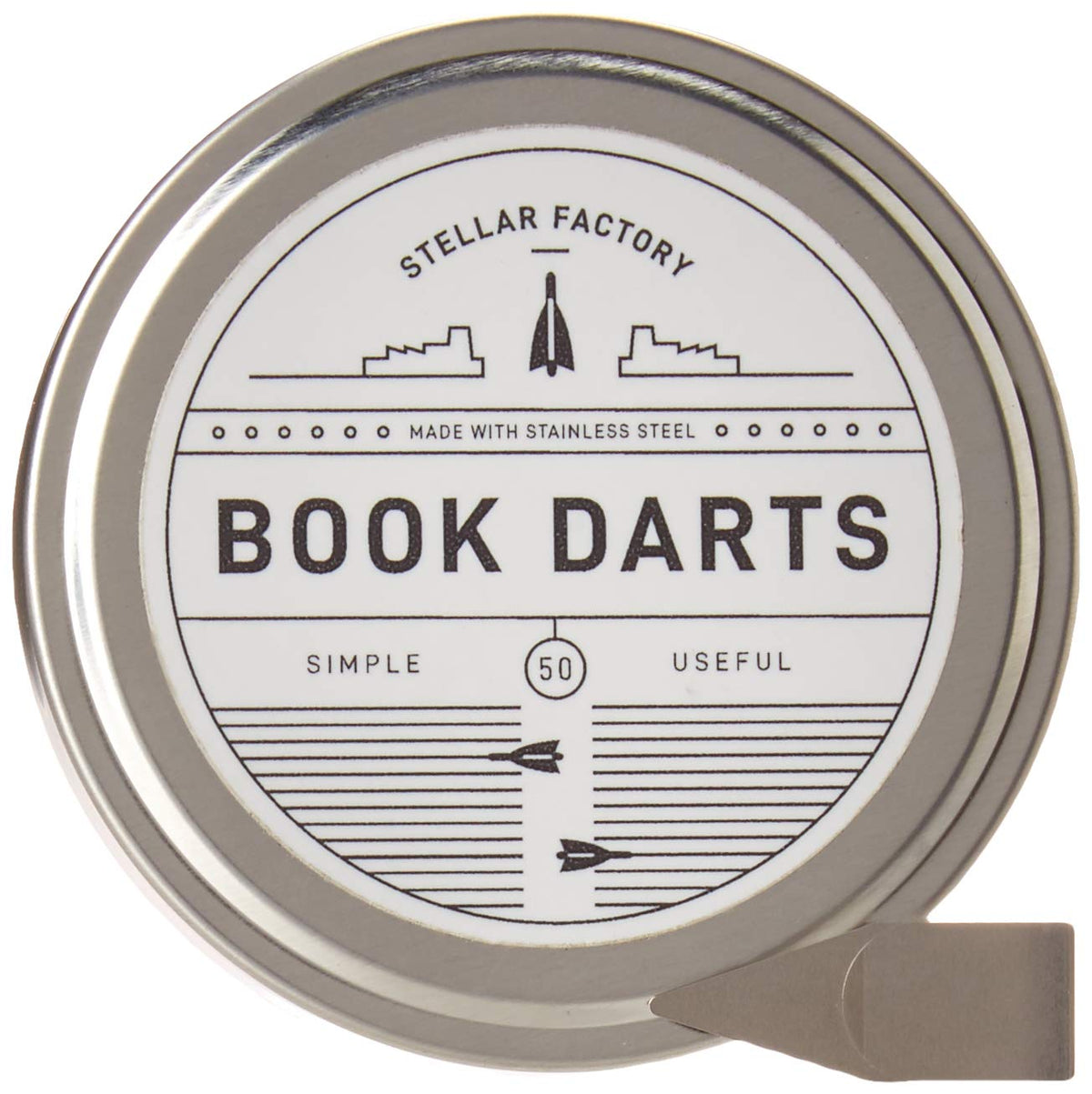 Stellar Factory Book Darts: Dünne Mini-Lesezeichen aus Edelstahl – 50 Stück