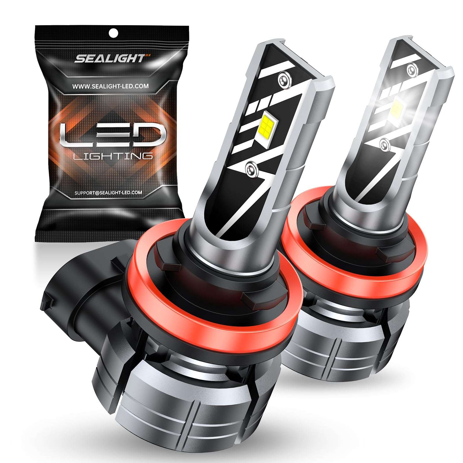 SEALIGHT H10/9145/9140 LED Fog Light Bulbs, 6000K Xenon White, 27 SMD Chips, 360-degree Illumination, Non-polarity, Pack of 2