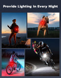 Zewdov Bike Lights for Night Riding, USB Rechargeable Bike Lights Front and Back, Waterproof IP65 Bicycle Light, 4+6 Modes Bike Headlight and Tail Light Set,1.5 Hrs Fast Charging, Easy to Install