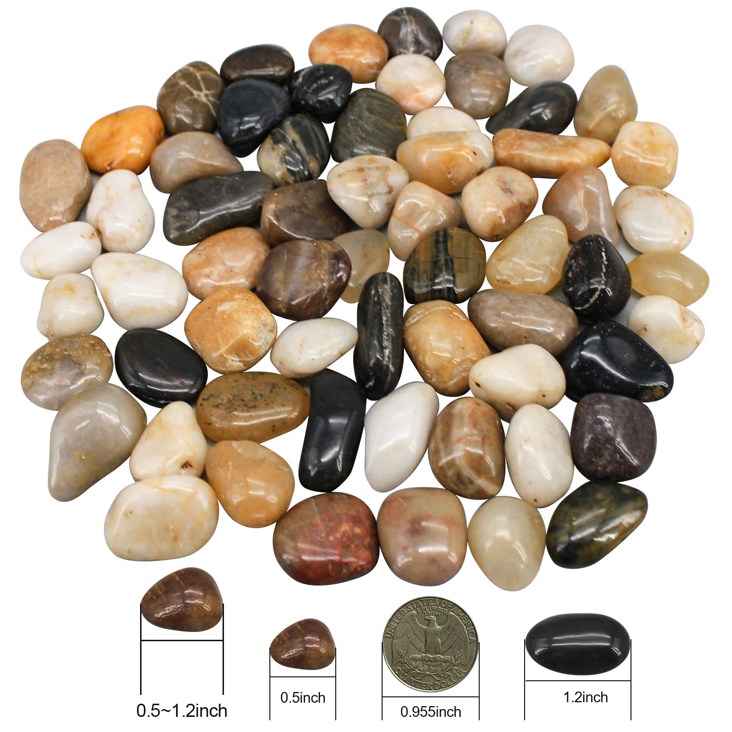 Virekm River Rocks Decorative Ornamental Pebbles Garden Landscaping Stones Gravel Filler for Home Decoration Flower Bed Fish Tank Plants Vases Succulents