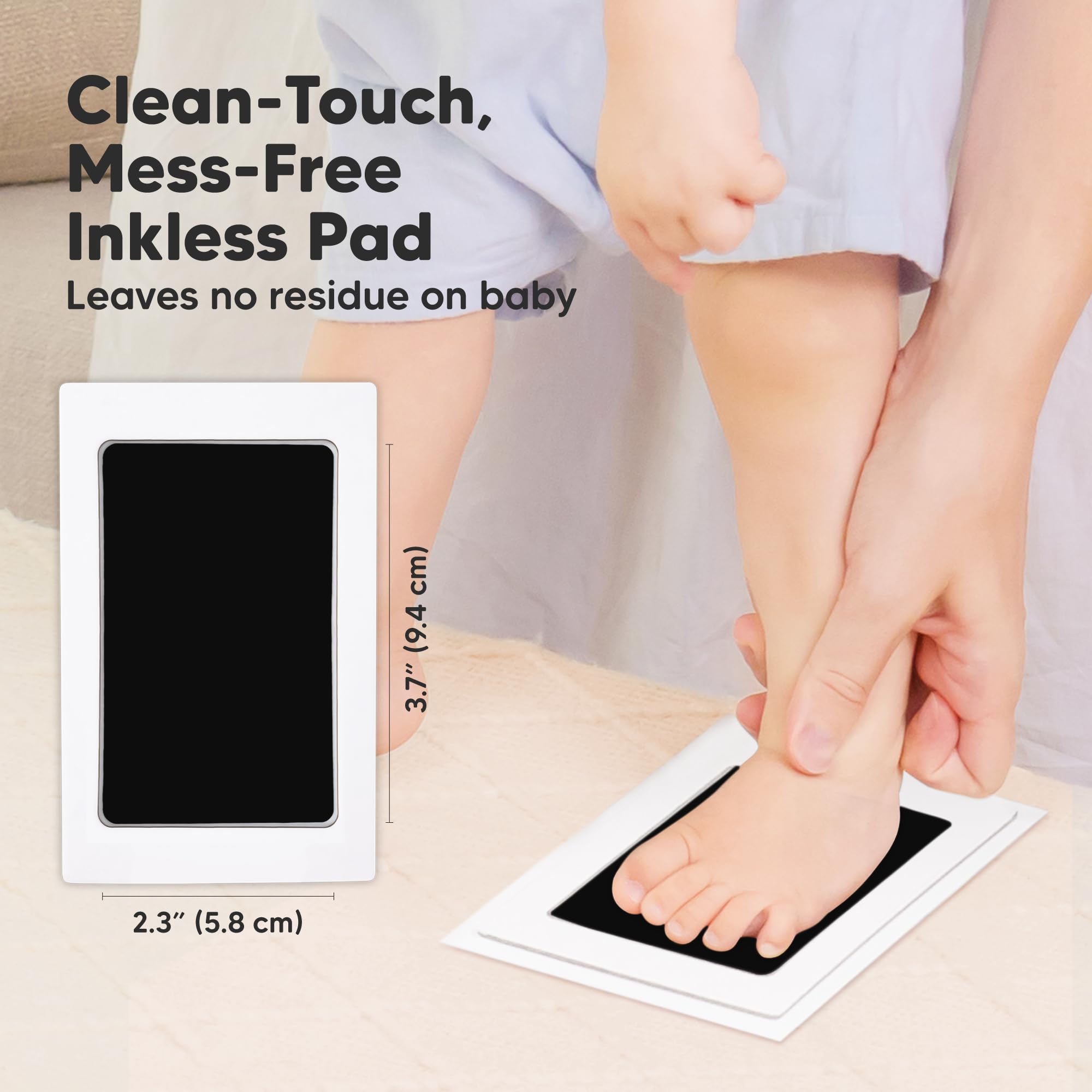 4-Pack Inkless Baby Hand and Footprint Kit - Mess Free Ink Pad for Newborn Keepsake, Dog Nose & Paw Print Kit, Clean Touch Ink Pad for Baby Hand & Footprints, Ideal New Mom Gifts (Jet Black)