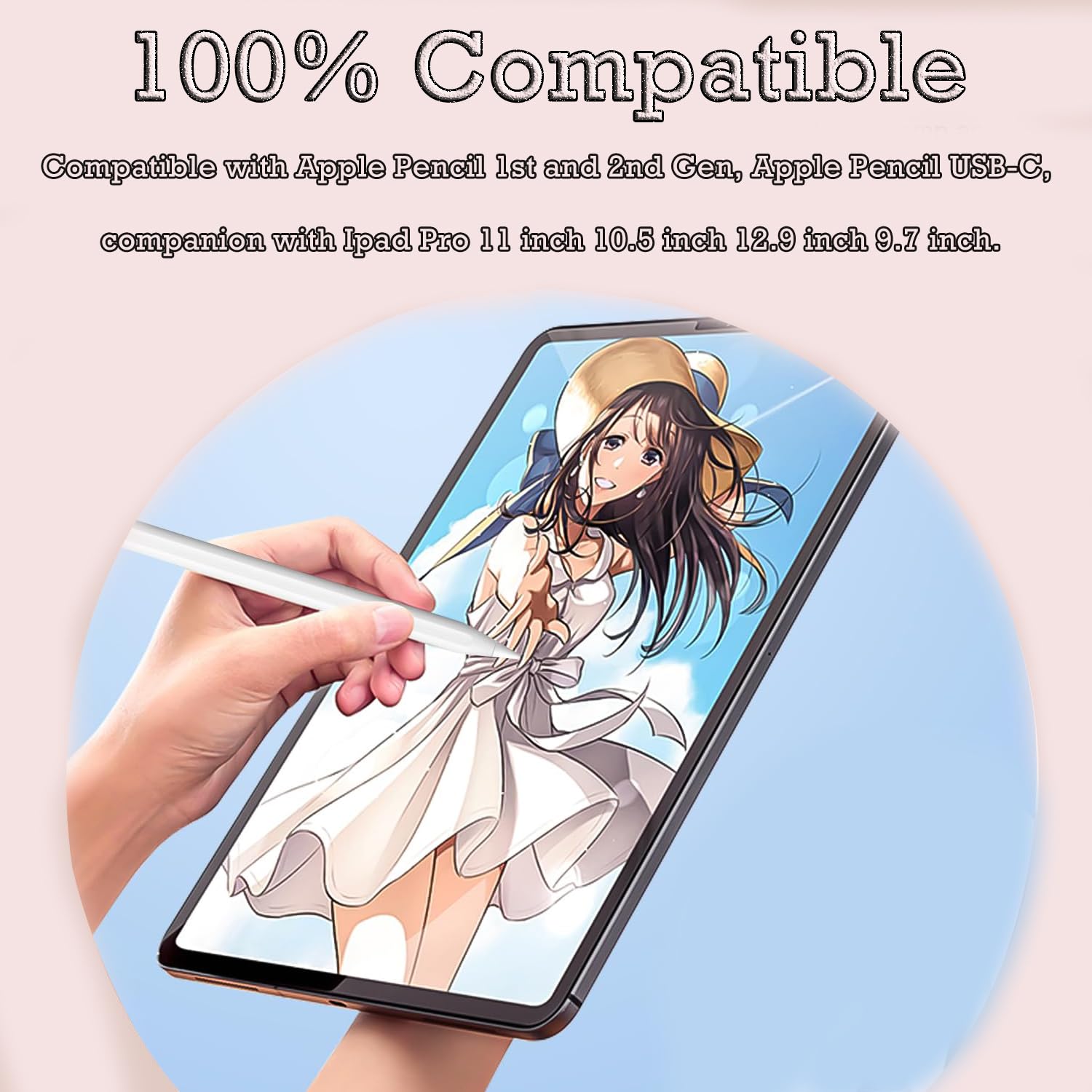 6 Pack Replacement Pencil Tips with Case for Apple iPad 2nd / 1st Generation - Sensitive and Precise Control iPencil Nibs Compatible with iPad for Pencil USB C/ 2nd/ 1st Gen Apple Pen