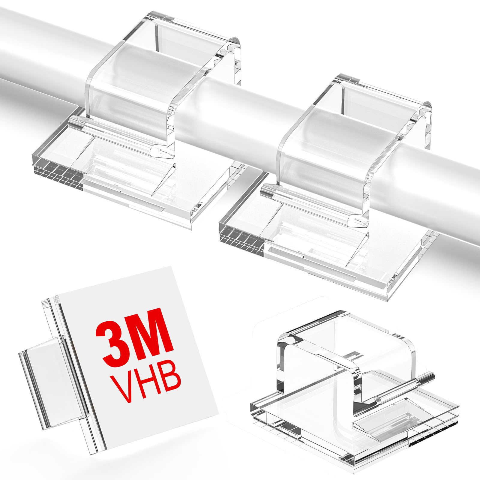 100 PCS Outdoor Light Clips (Small, Clear), Christmas Light Clips for String Lights, Adhesive Cable Clips for Cable Management Cord Organizer, Wire Holders Hooks for Wall, Car, PC