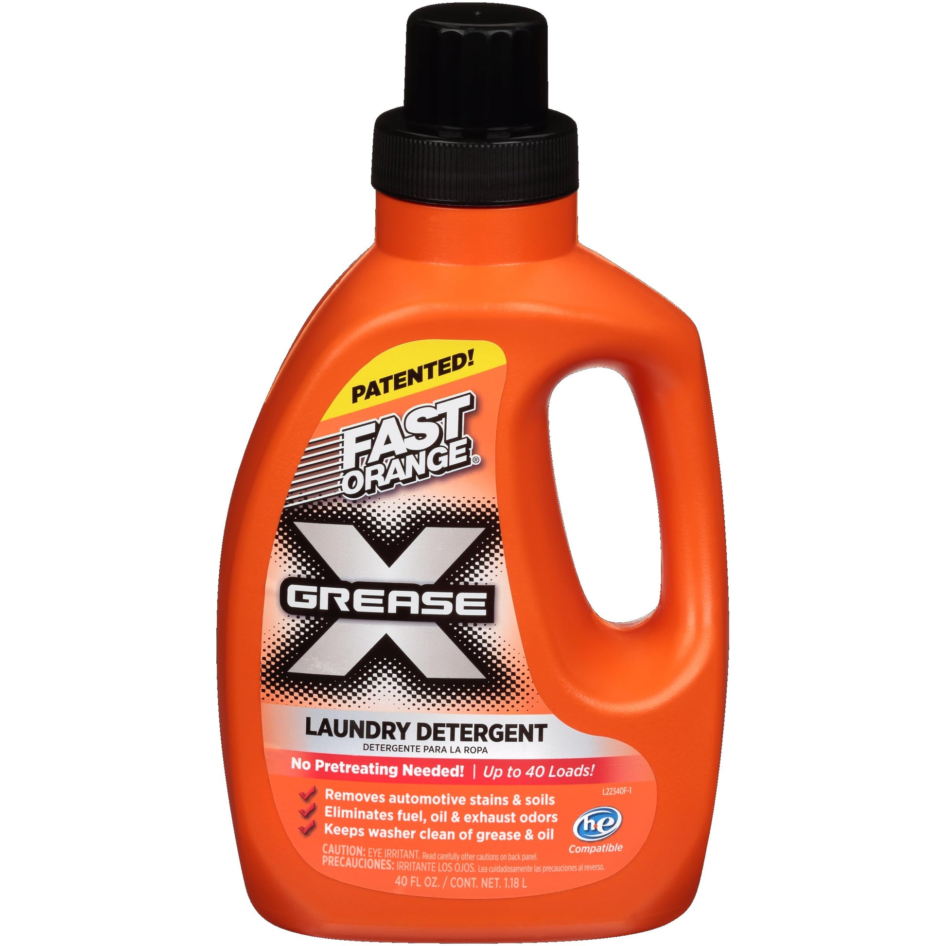 Fast Orange 22340 Fast Orange Grease X Mechanic's Laundry Detergent Liquid, 40 Fl. Oz. Stains, Soils & Odor Eliminator for Clothes, Heavy Duty Formula & Degreaser to Deep Clean Active Wear Clothing