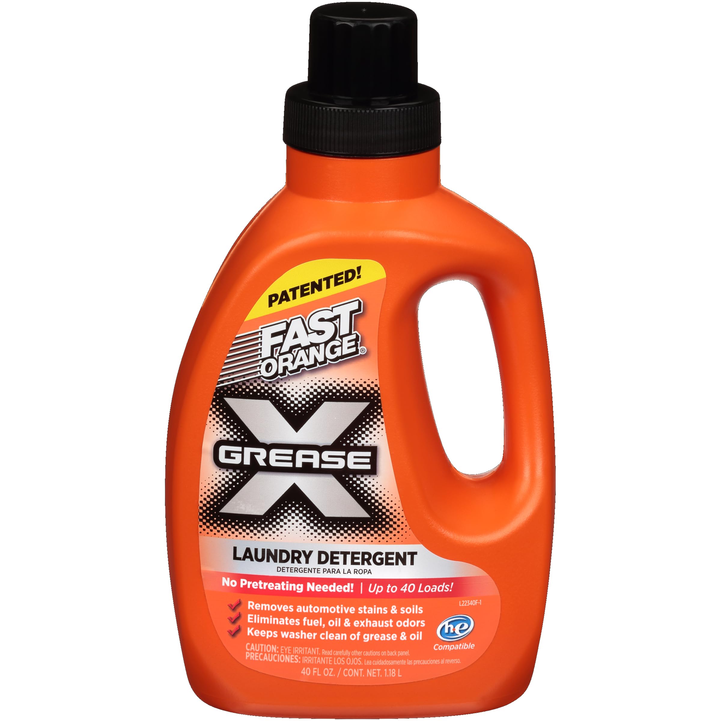 Fast Orange 22340 Fast Orange Grease X Mechanic's Laundry Detergent Liquid, 40 Fl. Oz. Stains, Soils & Odor Eliminator for Clothes, Heavy Duty Formula & Degreaser to Deep Clean Active Wear Clothing