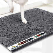 Muddy Mat® Shown ON TV Highly Absorbent Microfiber Door Mat and Pet Rug Non Slip Thick Washable Area and Bath Mat Soft Chenille for Kitchen Bathroom Bedroom Indoor and Outdoor - Grey Medium 30"X19"