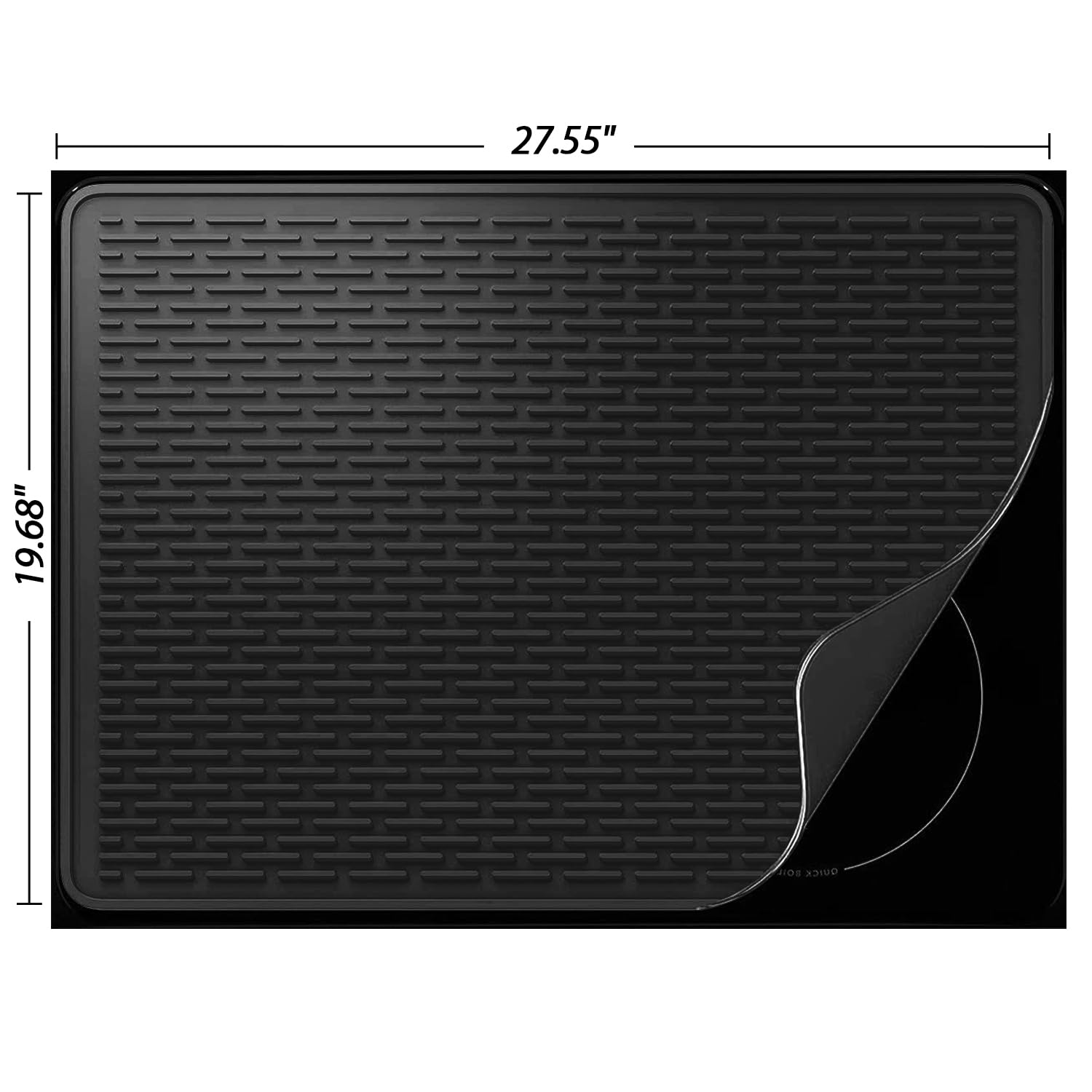 Stove Top Cover for Electric Stove- Food Grade Ceramic Stove top Cover,Silicone XXL Dish Drying Mat, Glass Cooktop Covers, Flat RV Range top Mats(Black)