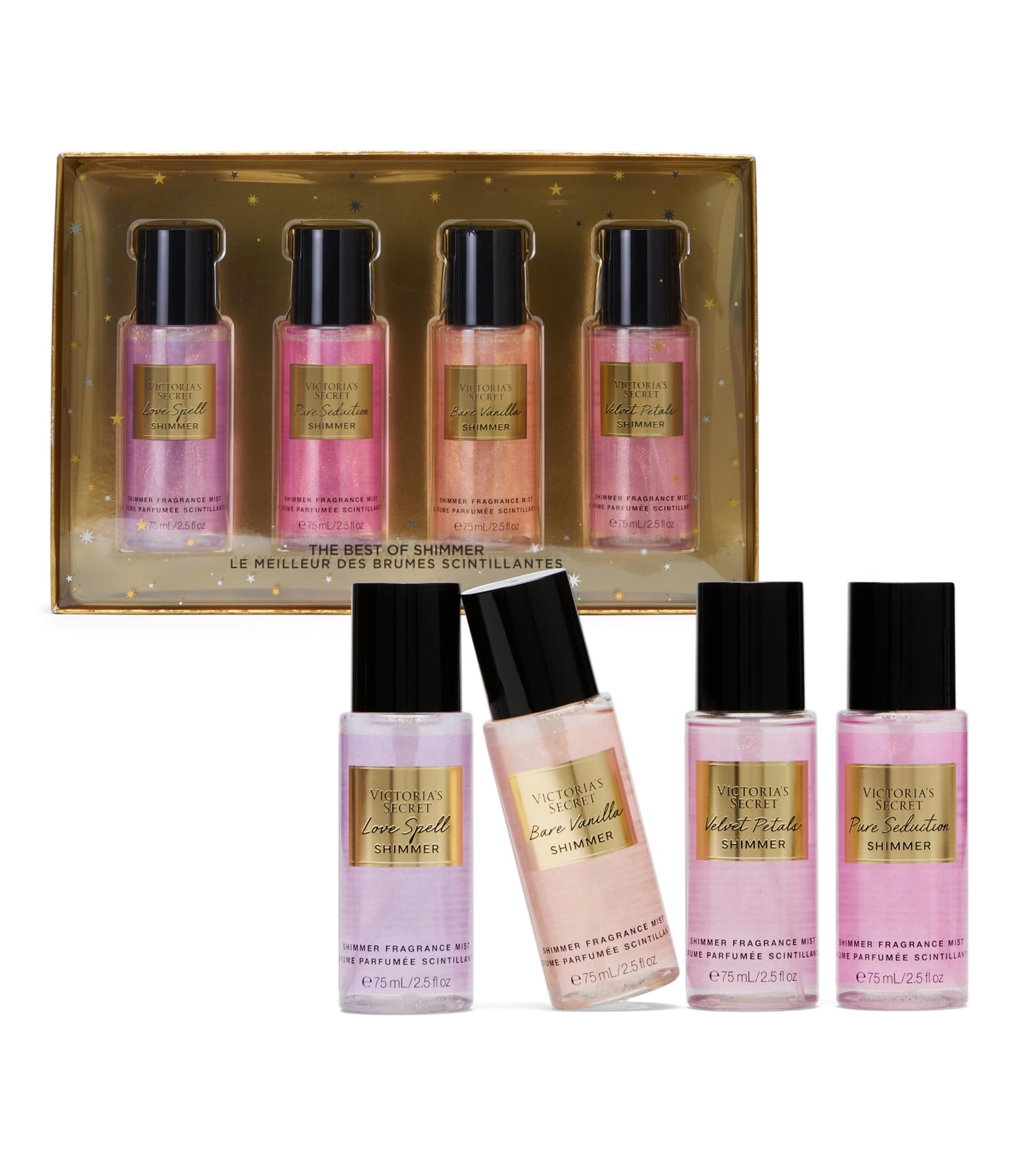 Victoria's Secret Fragrance Mist Collection 4-teiliges Schimmer Mini Geschenkset, verschiedene Düfte