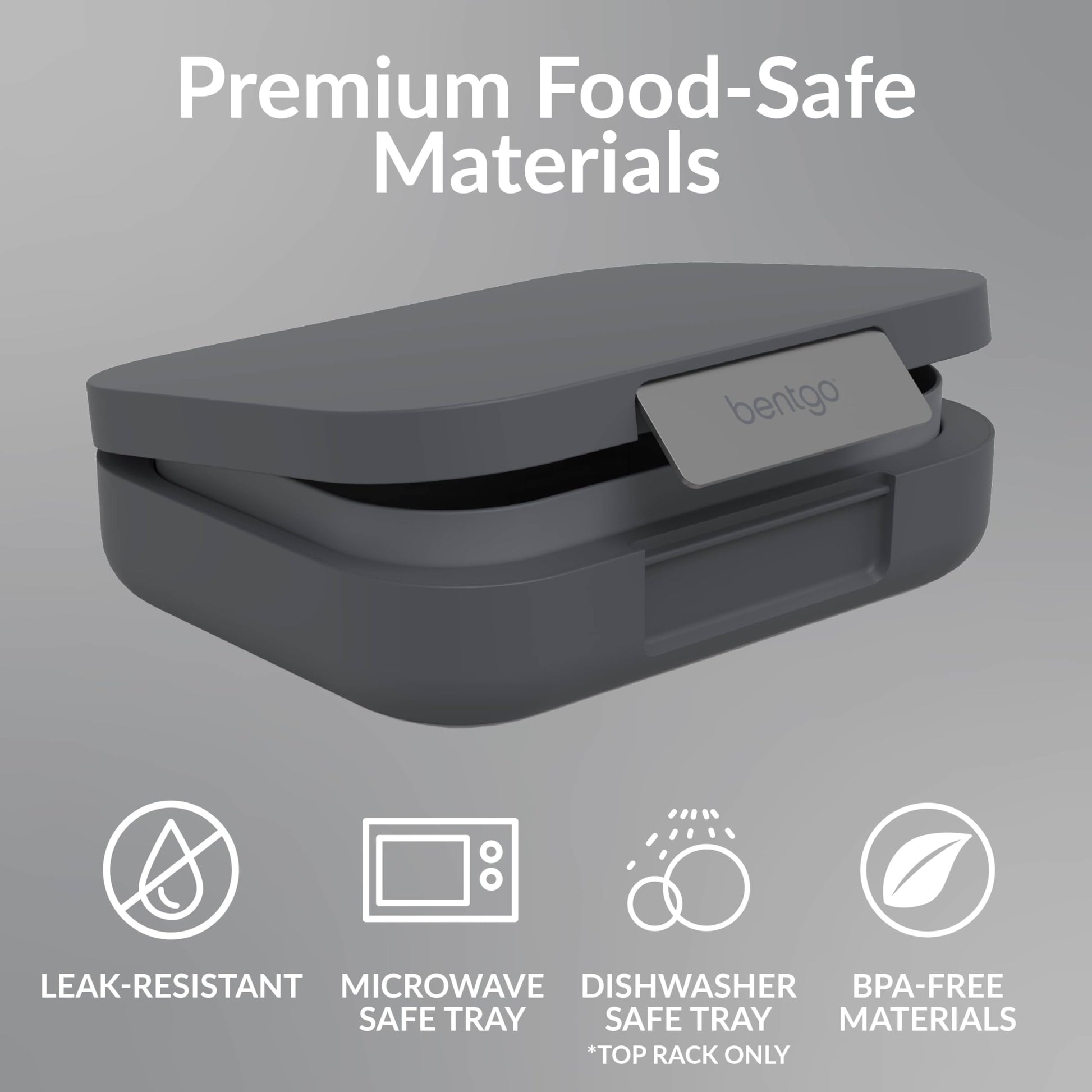 Bentgo Modern - Adult & Teen Bento Lunch Box; 3-4 Compartments, Leak-Resistant, 5.5 Cup Capacity/44 fl oz, Improved Locking Clips, Reusable, BPA-Free, Dishwasher/Microwave Safe Tray (Dark Gray)