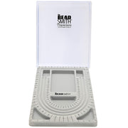 The Beadsmith Bead Board with Cover, Grey Flocked, 3 U-Shaped Channels, 6 Recessed Compartments,13.25H x 9.75L inches, Design Boards for Creating Bracelets, Necklaces and Other Jewelry