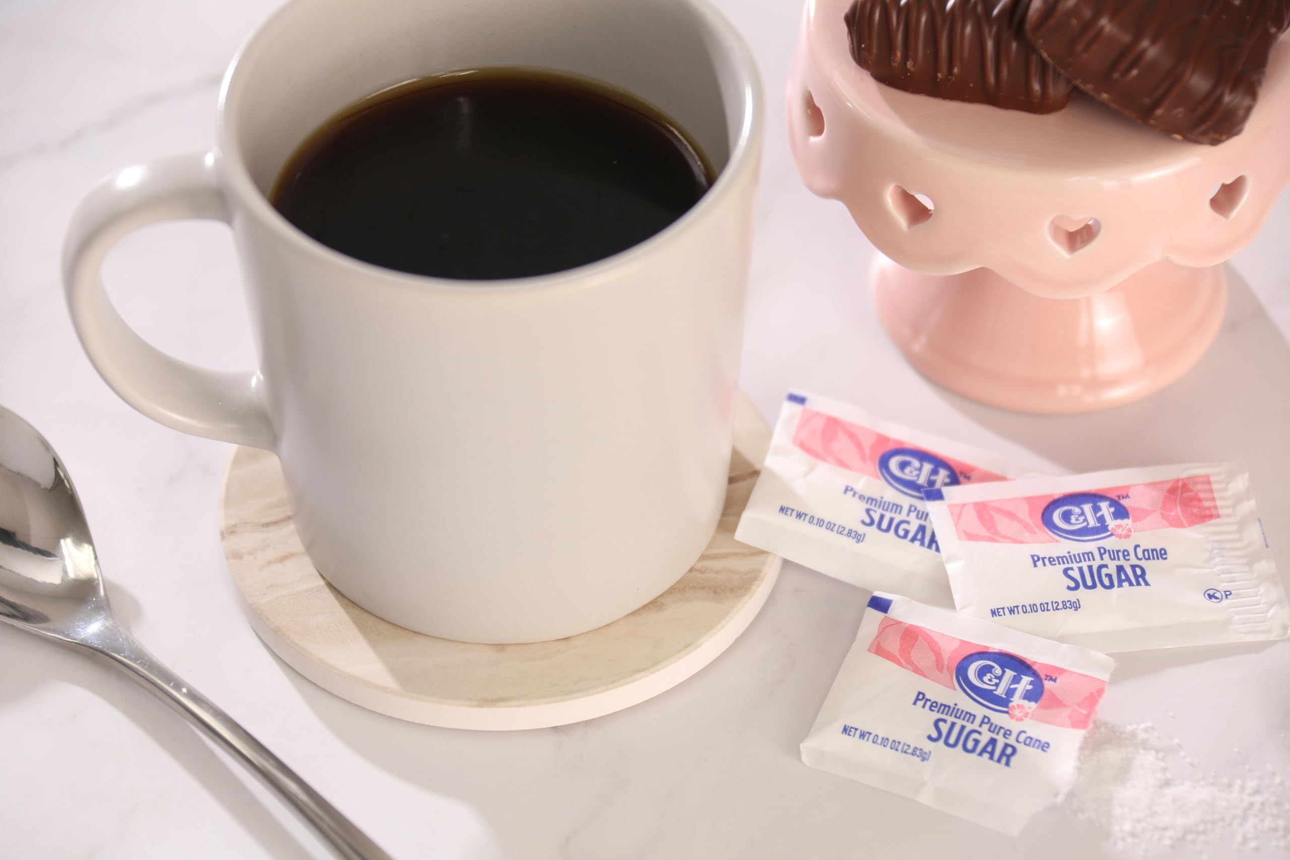 C&H Premium Pure Cane Sugar Packets, 0.10 Ounce (2.8 Gram) NON-GMO Packets, Pack of 400 in Dispenser Box