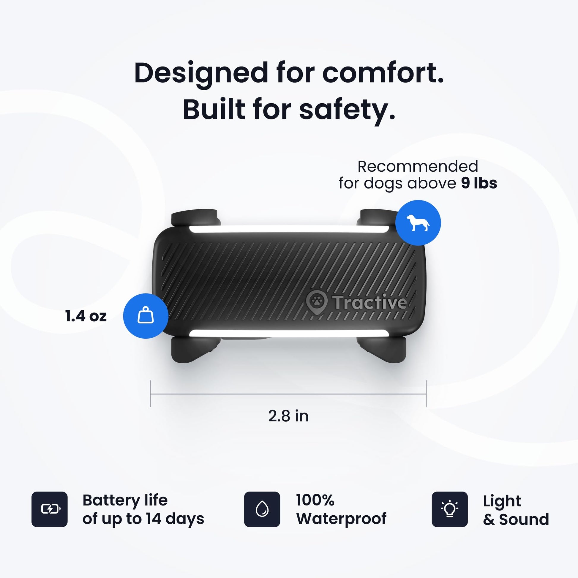 Tractive Smart Dog GPS Tracker | Live Pet Tracker with Virtual Fence | Vital Signs Monitoring of Heart & Respiratory Rate | Bark Monitoring | Dog Collar Attachment (Black)