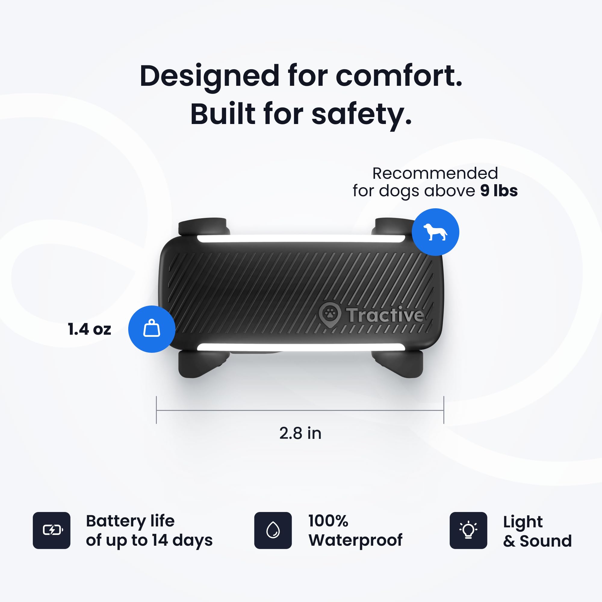 Tractive Smart Dog GPS Tracker | Live Pet Tracker with Virtual Fence | Vital Signs Monitoring of Heart & Respiratory Rate | Bark Monitoring | Dog Collar Attachment (Black)