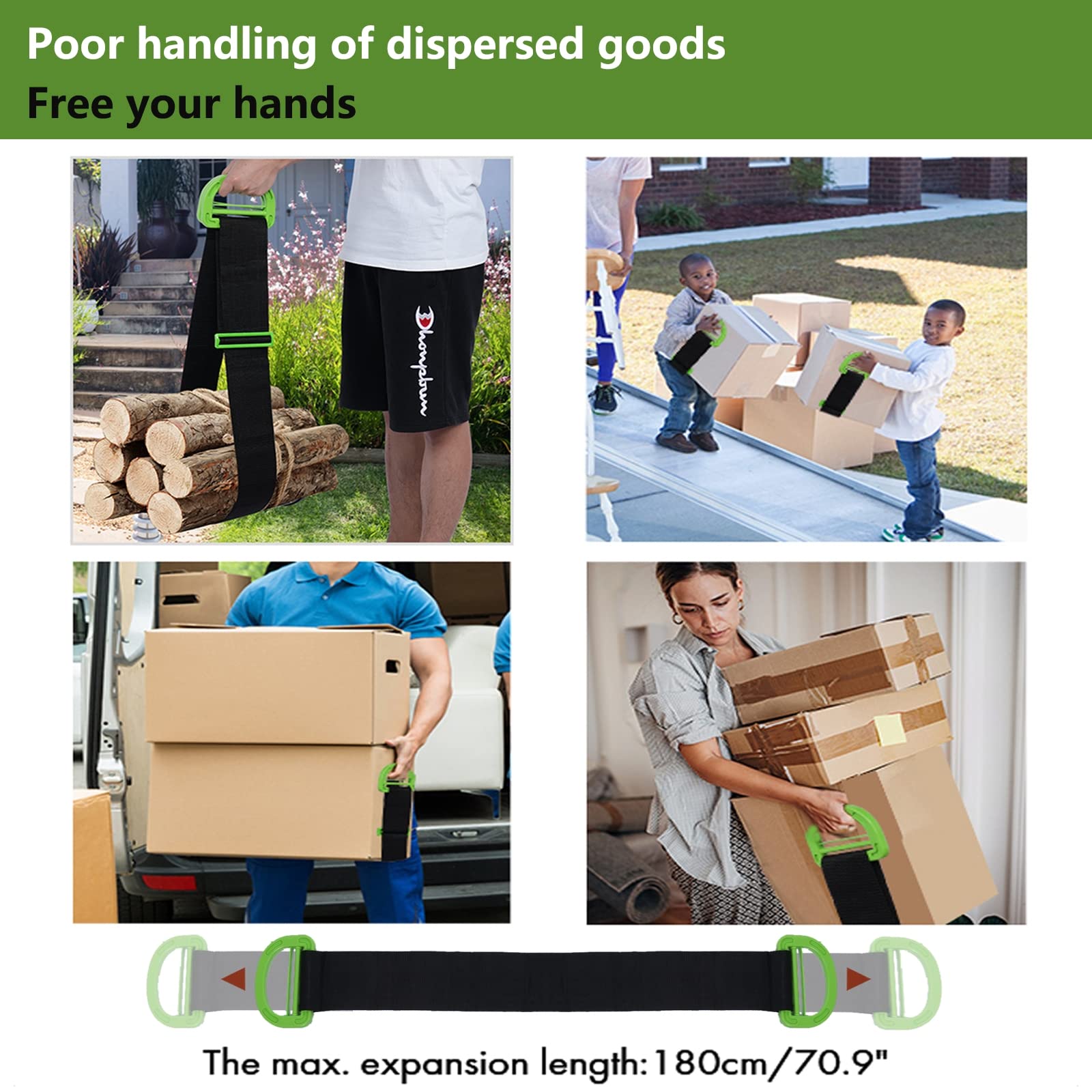 Moving Straps Lifting（Padded） one Person 2-Person Lifting and Moving System Appliance,for Harness Moving Mattress Couch Furniture Heavy Things,Suitable Professional Moving Body Strap Wrist Strap