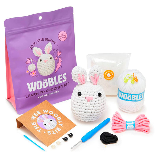 The Woobles Beginners Crochet Kit with Easy Peasy Yarn as seen on Shark Tank - with Step-by-Step Video Tutorials - JoJo The Bunny