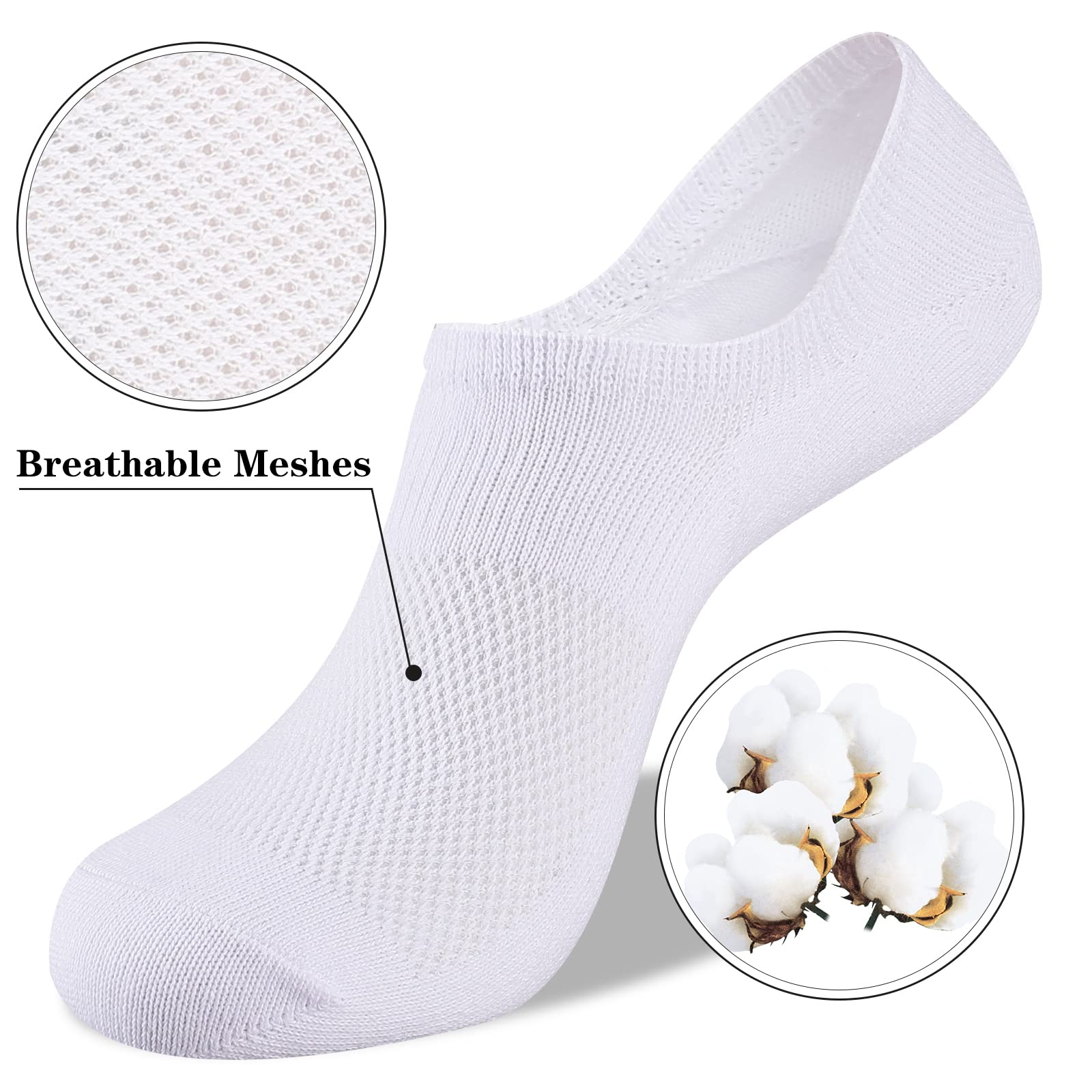 Heatuff No Show Socks Womens Cotton Low Cut Non Slip Casual Socks Invisible Flat Boat Liner Socks (6/9 Pairs)