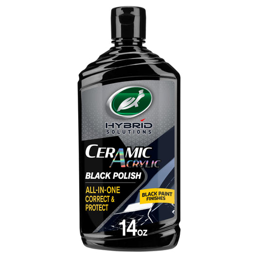 Turtle Wax 53448 Hybrid Solutions Ceramic Acrylic Black Polish and Wax Formulated for Black Car Paint, Removes Surface Scratches and Swirl Marks, Provides Water Repellency, Protection and Shine, 14 oz