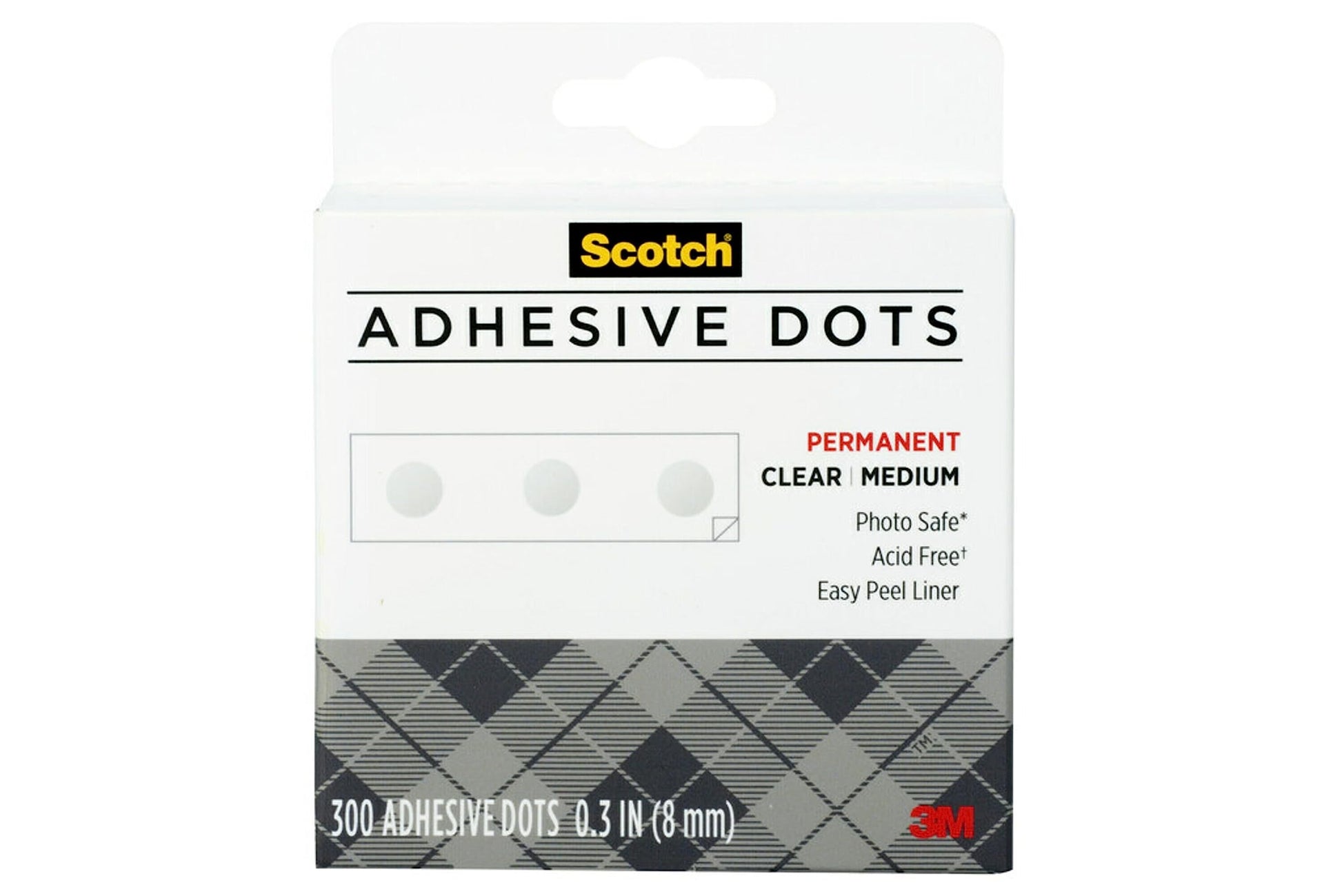 Scotch Adhesive Dots, Medium, 0.3 inches, 300 Dots/Pack, Easy Dispensing, Permanent, Photo-Safe, 1-Pack