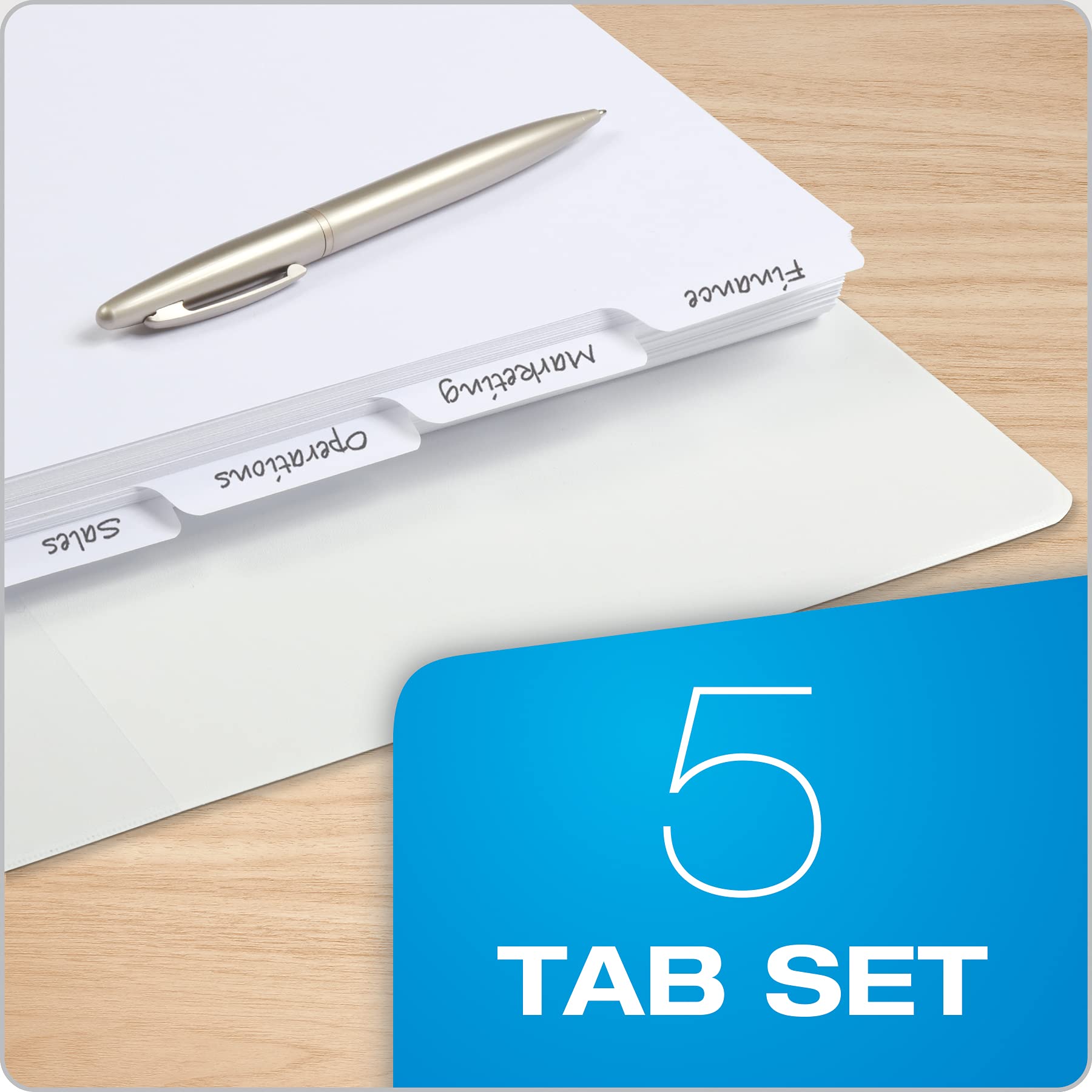 Oxford Blank Write On Binder Dividers, 1/5 Cut Tabs, 3 Hole Punch Dividers in 5 Tab Sets, 100 Dividers, 20 Sets, White (89981)