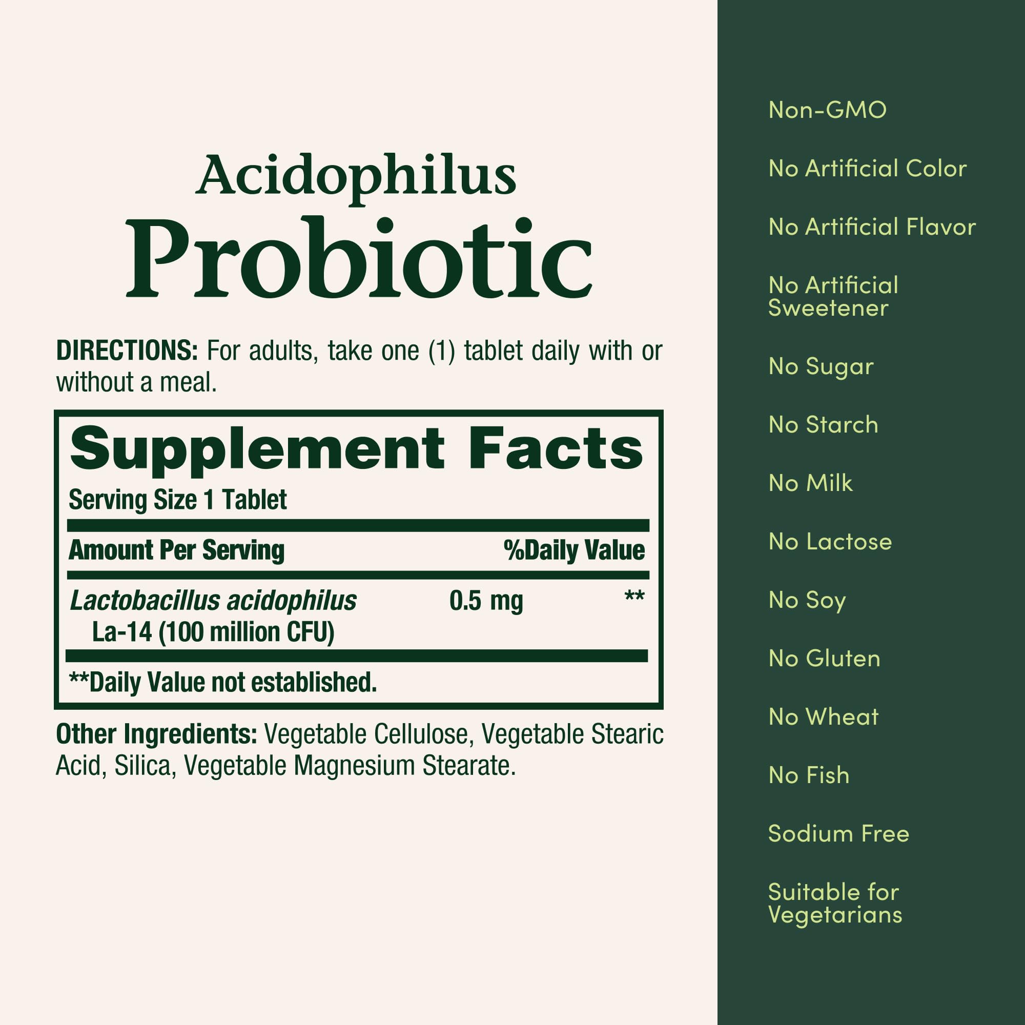 Nature's Bounty Acidophilus Probiotic, Daily Probiotic Supplement, Digestive Health, 200 Tablets, Twin Pack