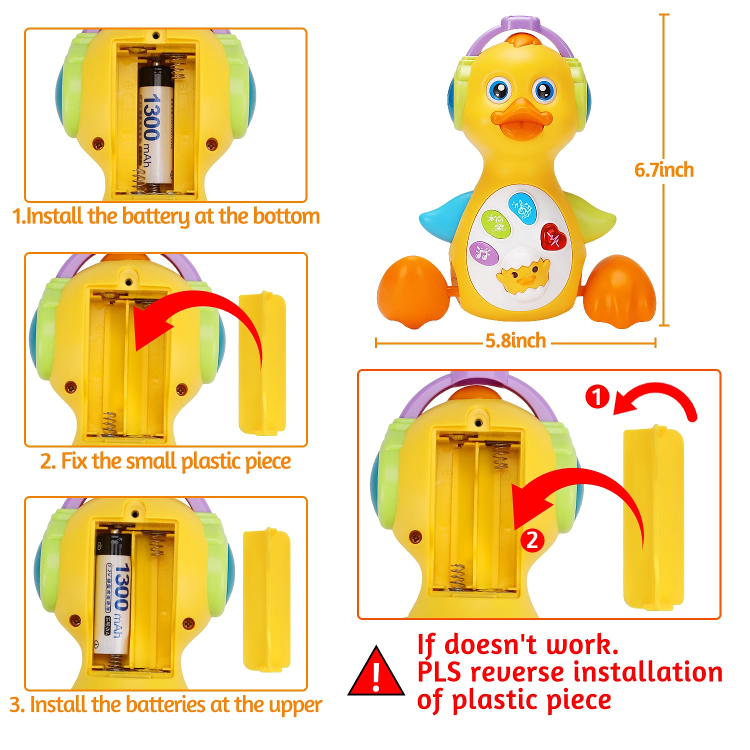 Baby Musical Duck Toy Dancing Crawling Tummy Time, Light Up Infant Toys 0-3-6 6-12 12-18 Months Gifts for 1 2 Year Old Boys Girls Baby Learning Development Toddler Toys Age 0-2