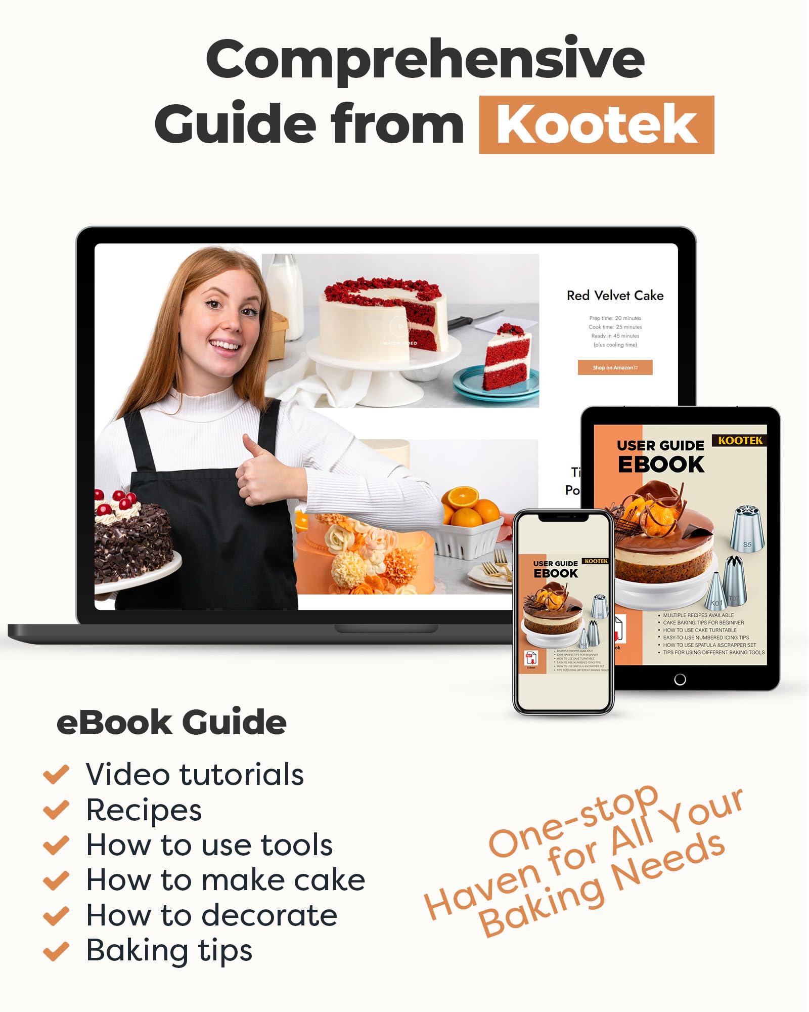 Kootek 71PCs Cake Decorating Kit, Baking Supplies Tools - Includes Cake Stand Turntable, 12 Icing Piping Tips, 2 Frosting Spatulas, 3 Scrapers, 50+2 Piping Bags, Coupler, Video Tutorial, Booklet