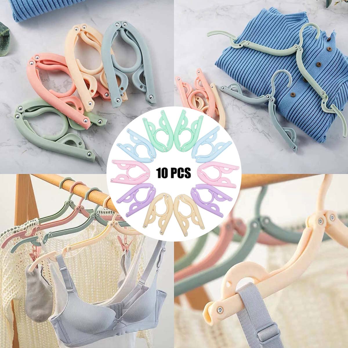 10 Pcs Travel Hangers Cruise Ship Essentials Accessories Portable Folding Clothes Hanger Foldable Drying Rack
