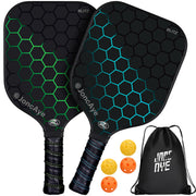 JoncAye Pickleball Racket Set with 2 Fiberglass Paddles and 4 Pickle-Ball Balls, 1 Paddle Bag |USAPA Approved Pickleball Racquets for Adults, Kids, Pickleball Gear w/Accessories