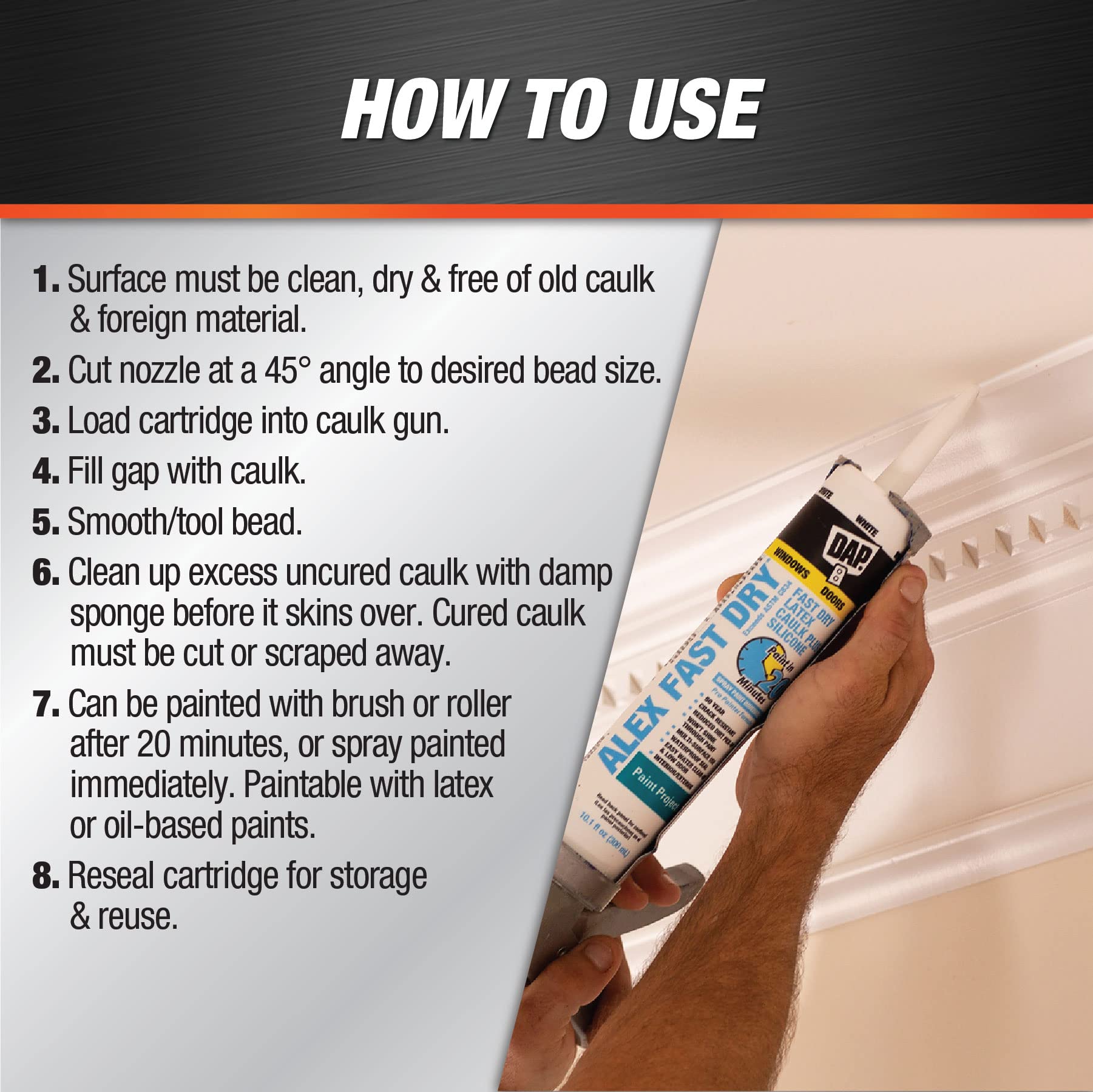 DAP Alex Fast Dry Acrylic Latex Caulk Plus Silicone, White, 10.1 Oz (7079818425)