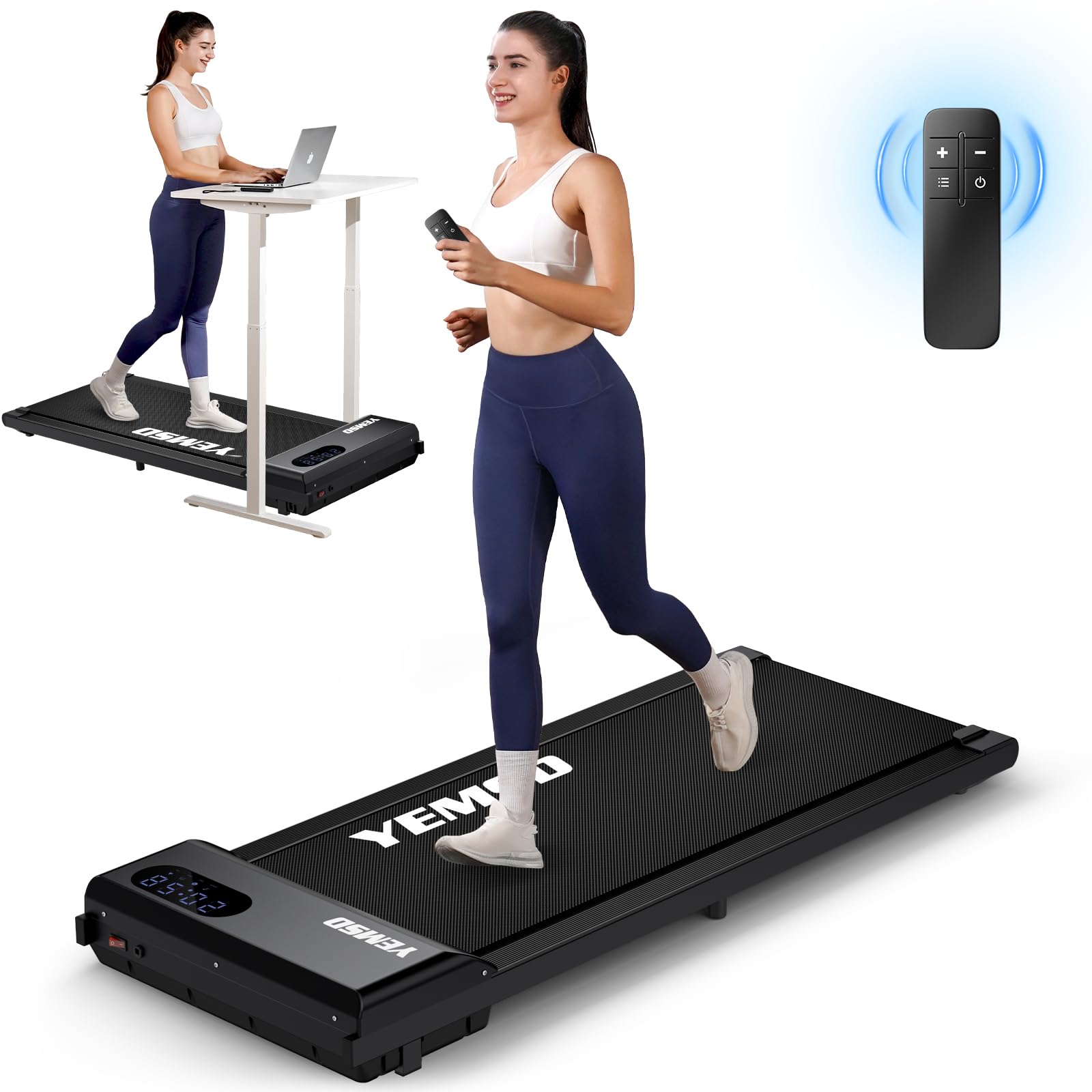 Walking Pad, Walking Pad Treadmill 330 lb Capacity, 3 in 1 Portable Under Desk Treadmill for Home and Office with Remote Control, LED Display (C102 Black)