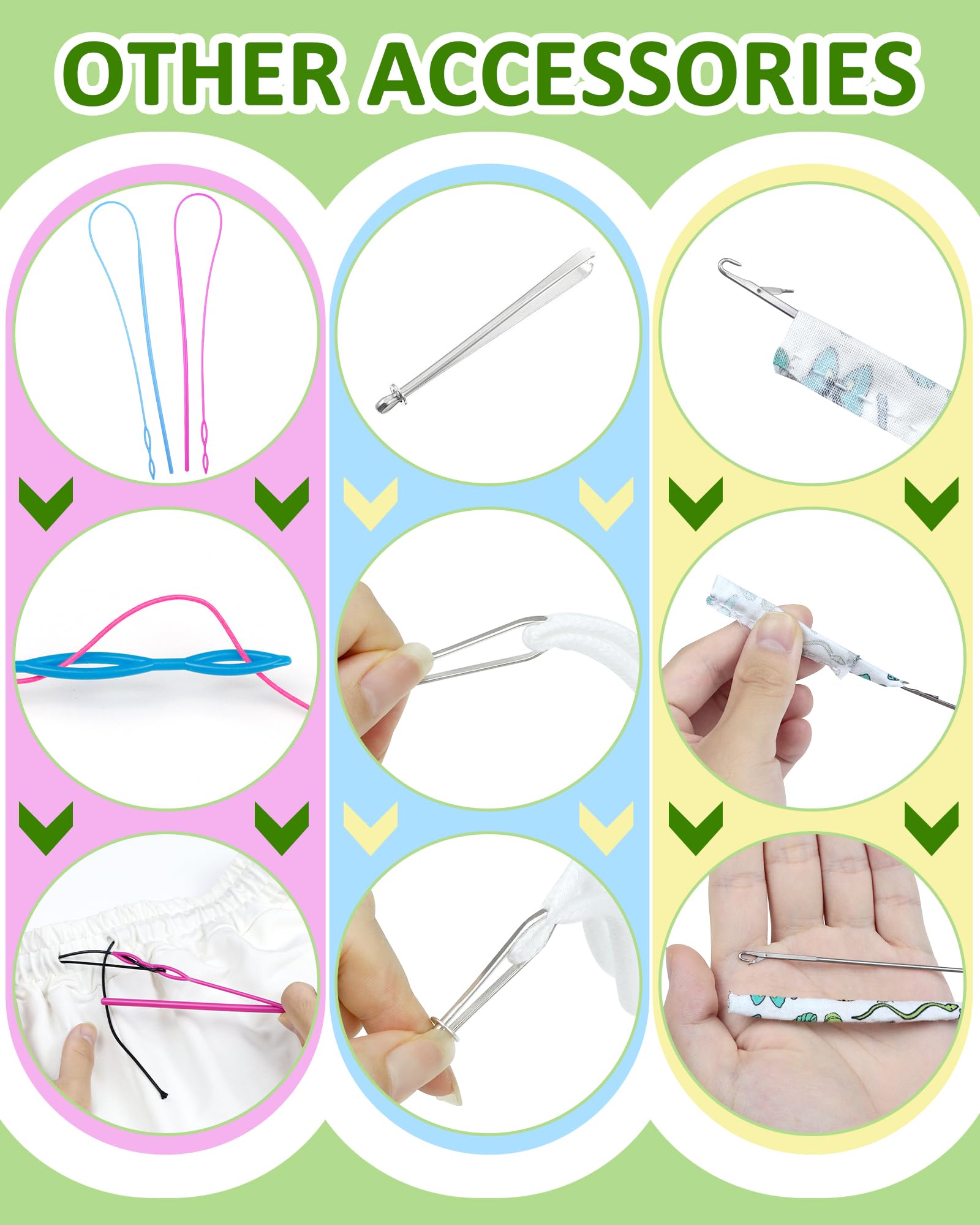 FIVEIZERO Drawstring Threader Tool Set - Loop Turner Sewing Tool for Easy Hoodie, Jacket, and Pants Threading, Bodkin Sewing Tool for Drawstrings and Cords