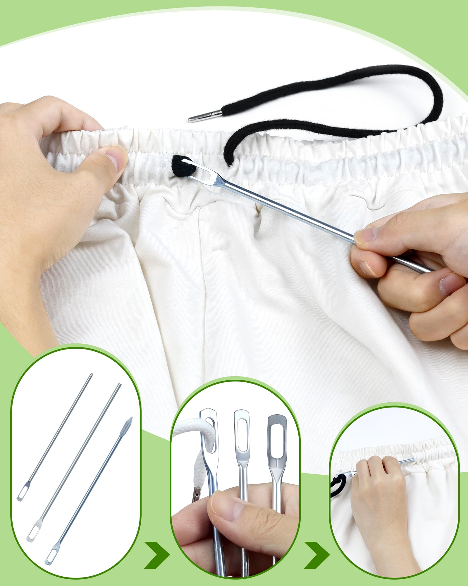 FIVEIZERO Drawstring Threader Tool Set - Loop Turner Sewing Tool for Easy Hoodie, Jacket, and Pants Threading, Bodkin Sewing Tool for Drawstrings and Cords