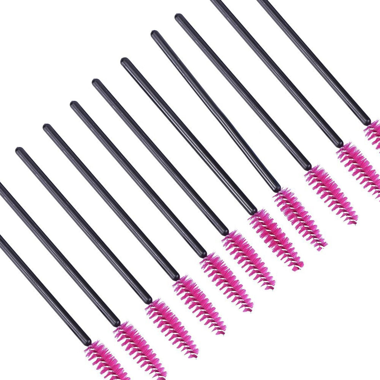 200 PCS Disposable Eyelash brush Mascara Wands Spoolies for Eye Lash Extension, Eyebrow and Makeup (Black&Rose red)