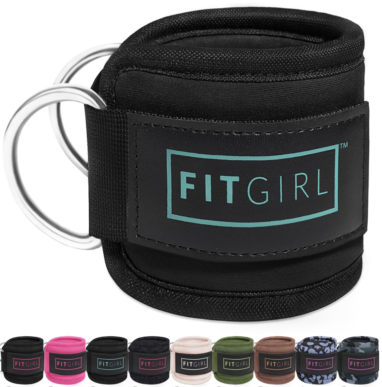 FITGIRL - Ankle Strap for Cable Machines and Resistance Bands, Work Out Cuff Attachment for Home & Gym, Glute Workouts - Kickbacks, Leg Extensions, Hip Abductors, Women Only (Pink, Single)